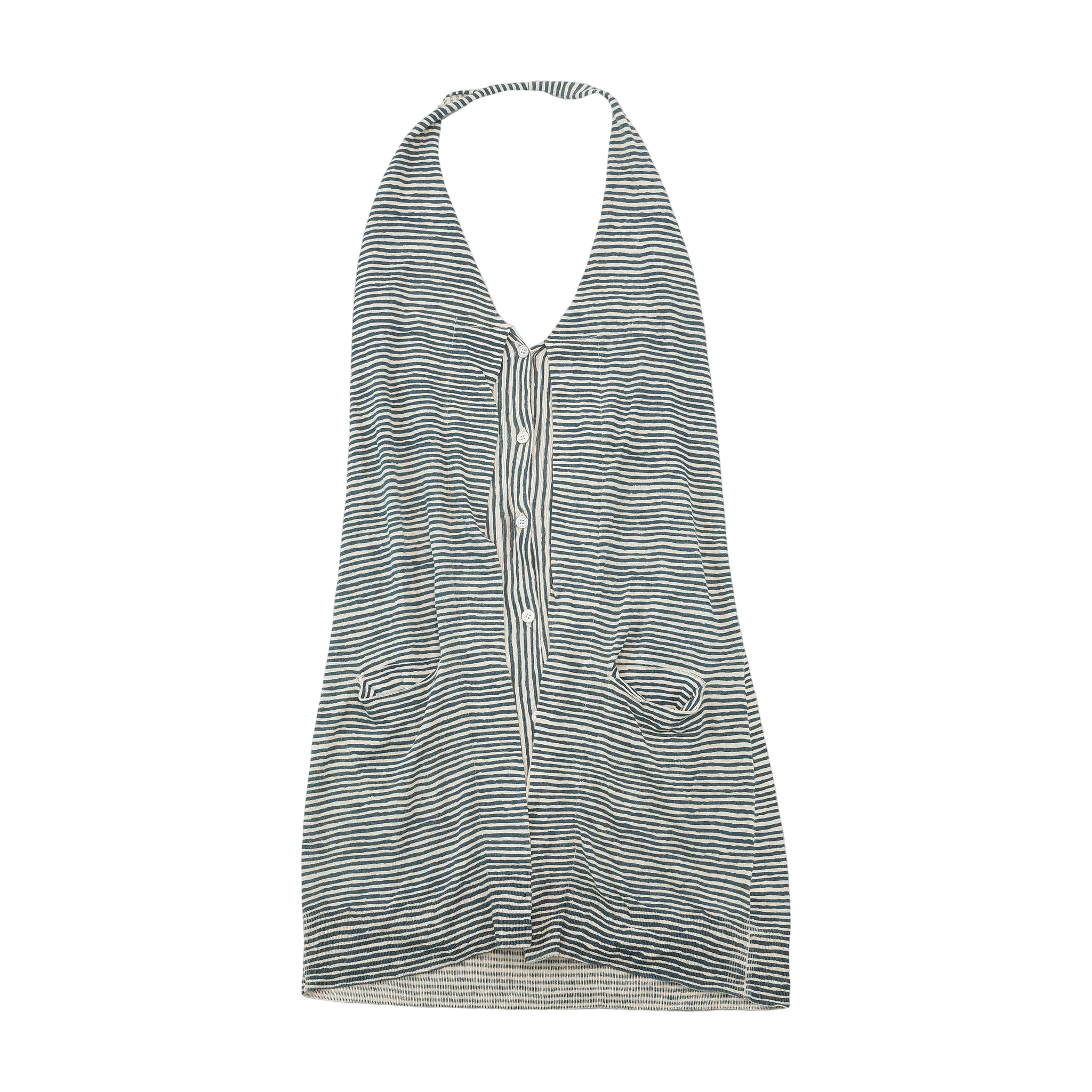 PATRIZIA PEPE Striped V Neck Halter Blouse