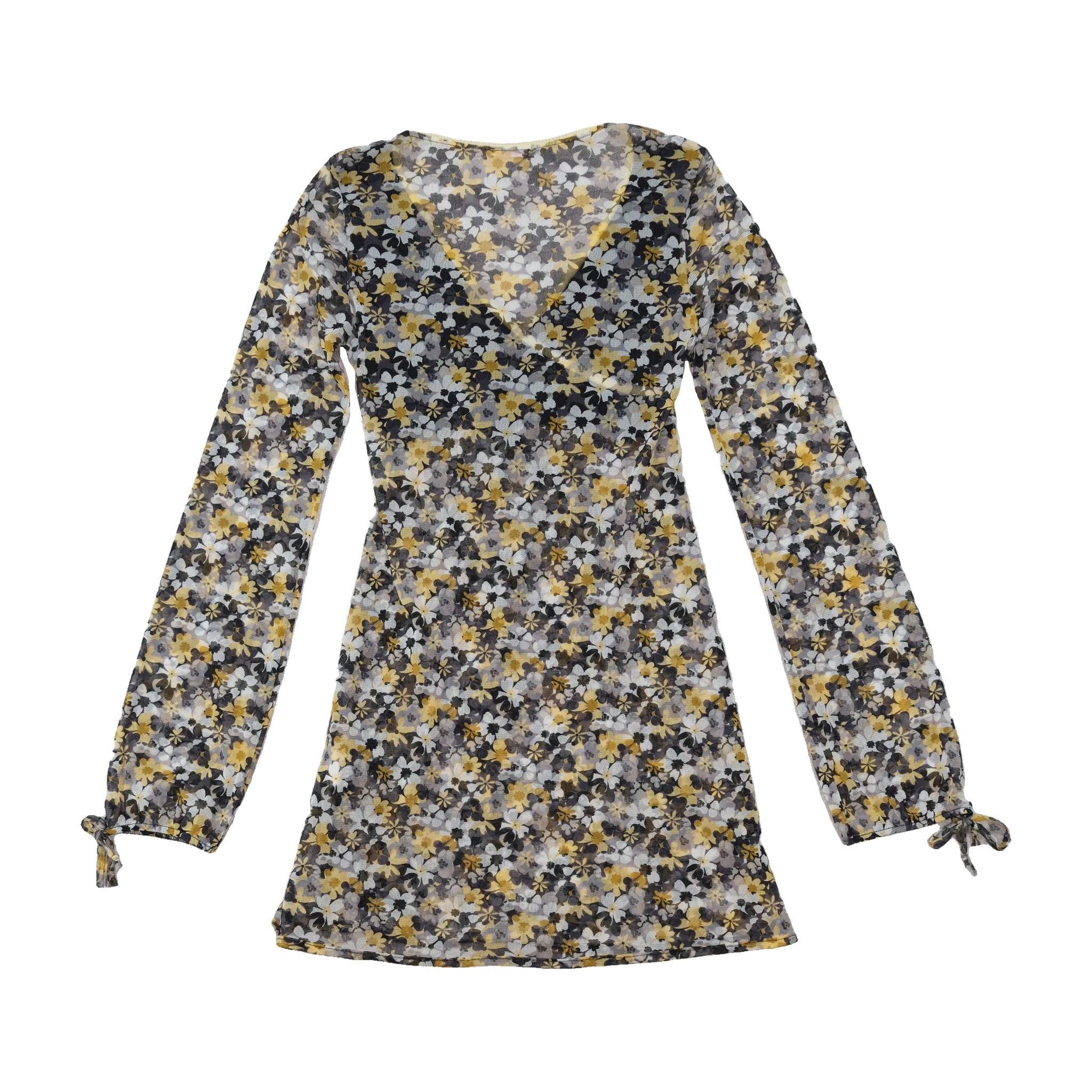 Made in Italy Floral Mesh Wrap Style Dress