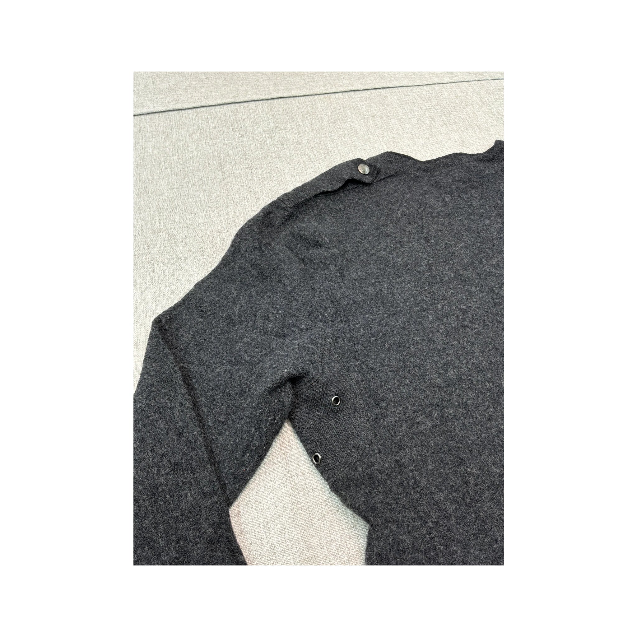 Burberry Wool V-Neck Sweater with Check Elbow Patches