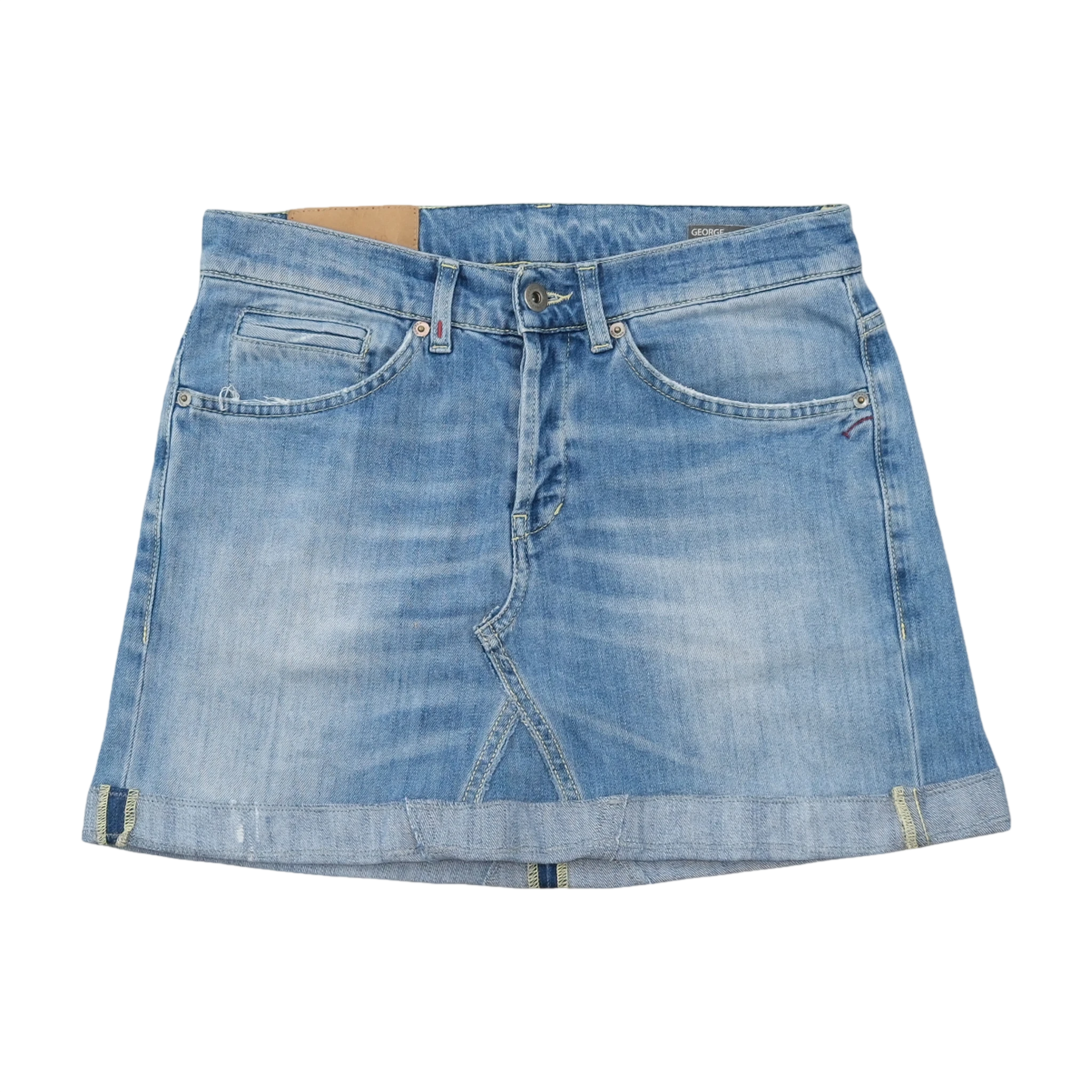 Dondup Light Wash Cotton Denim Mini Skirt