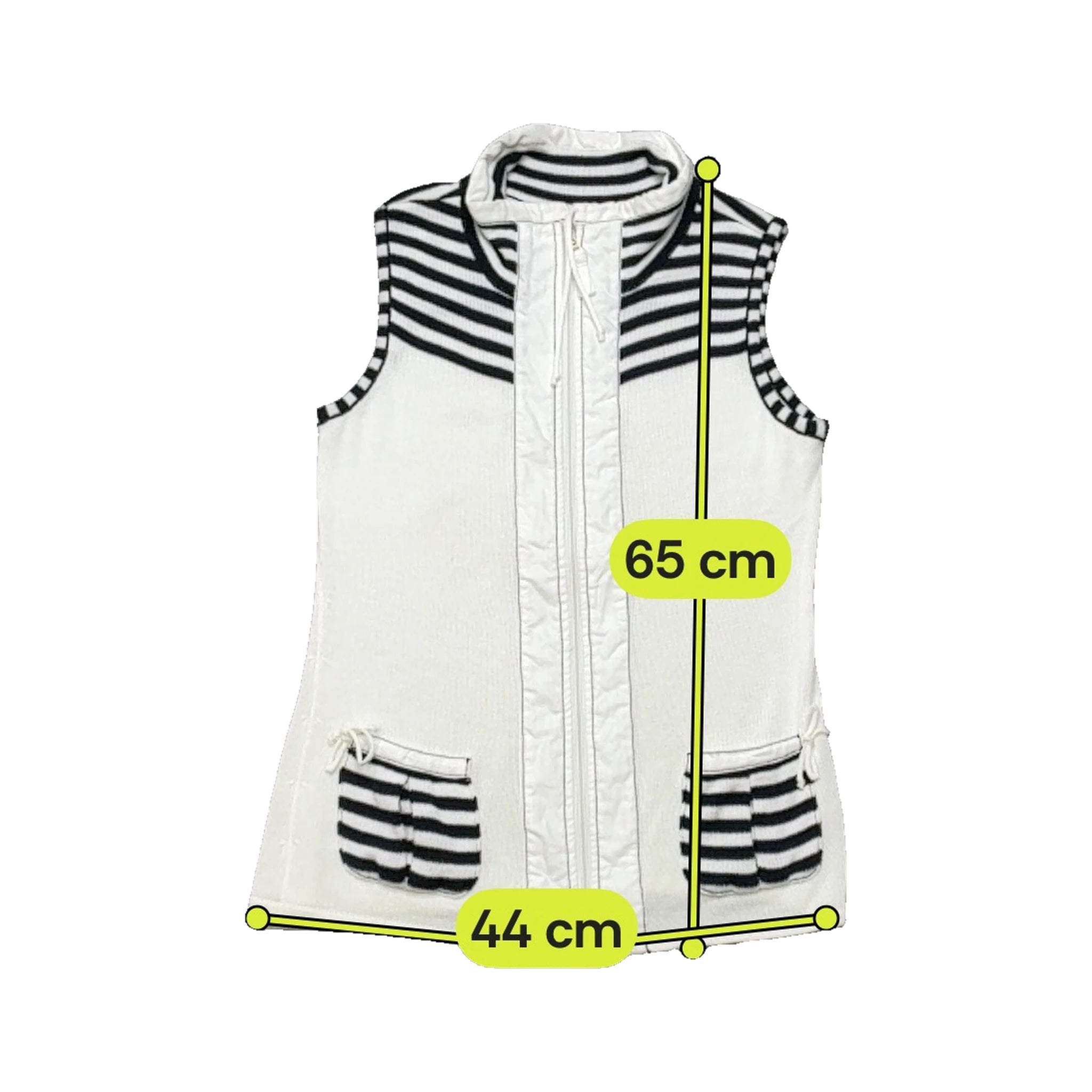 Bonita Striped Zip Front Cotton Blend Sleeveless Sweater (Repriced)