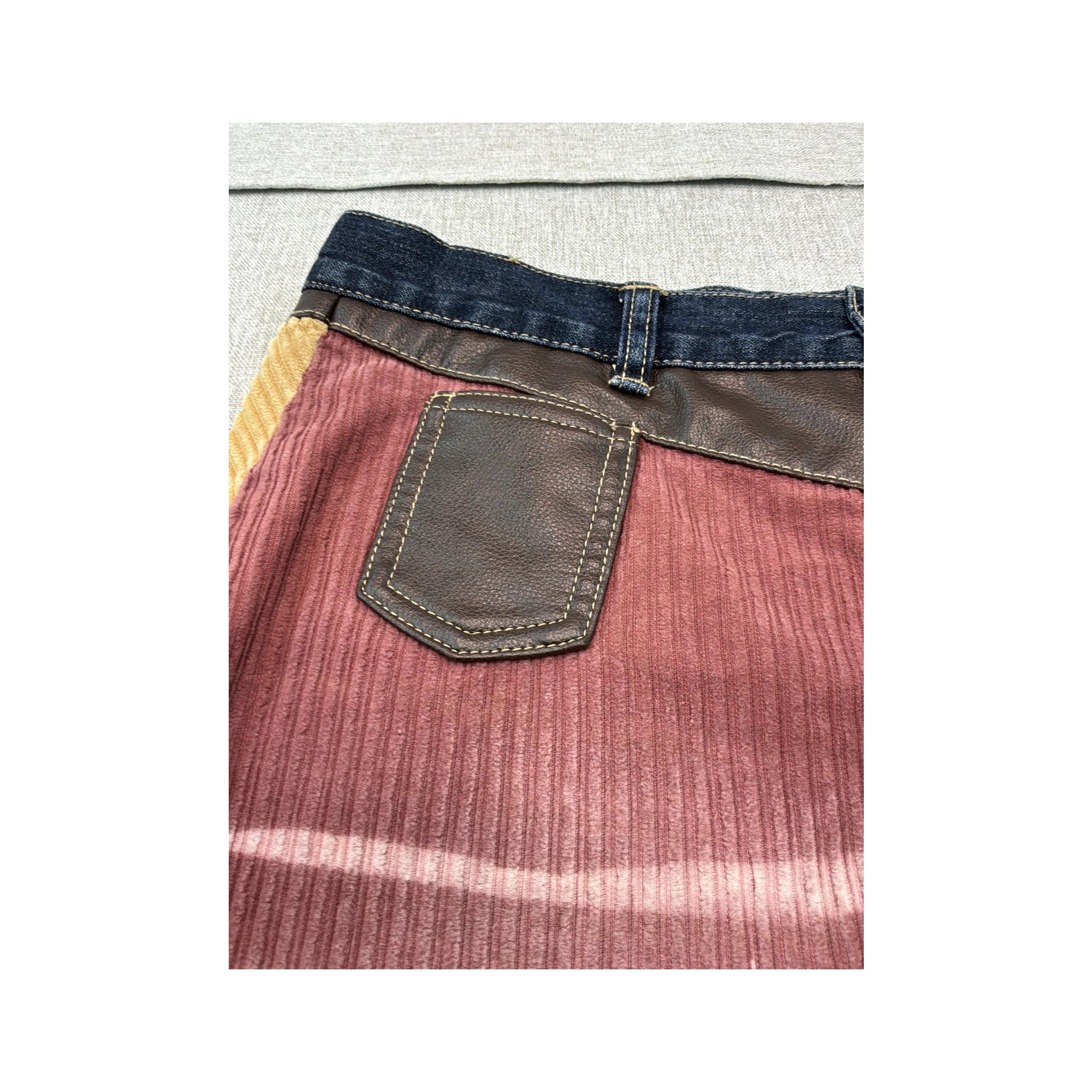 Pepe Jeans London Patchwork Denim Corduroy Skirt