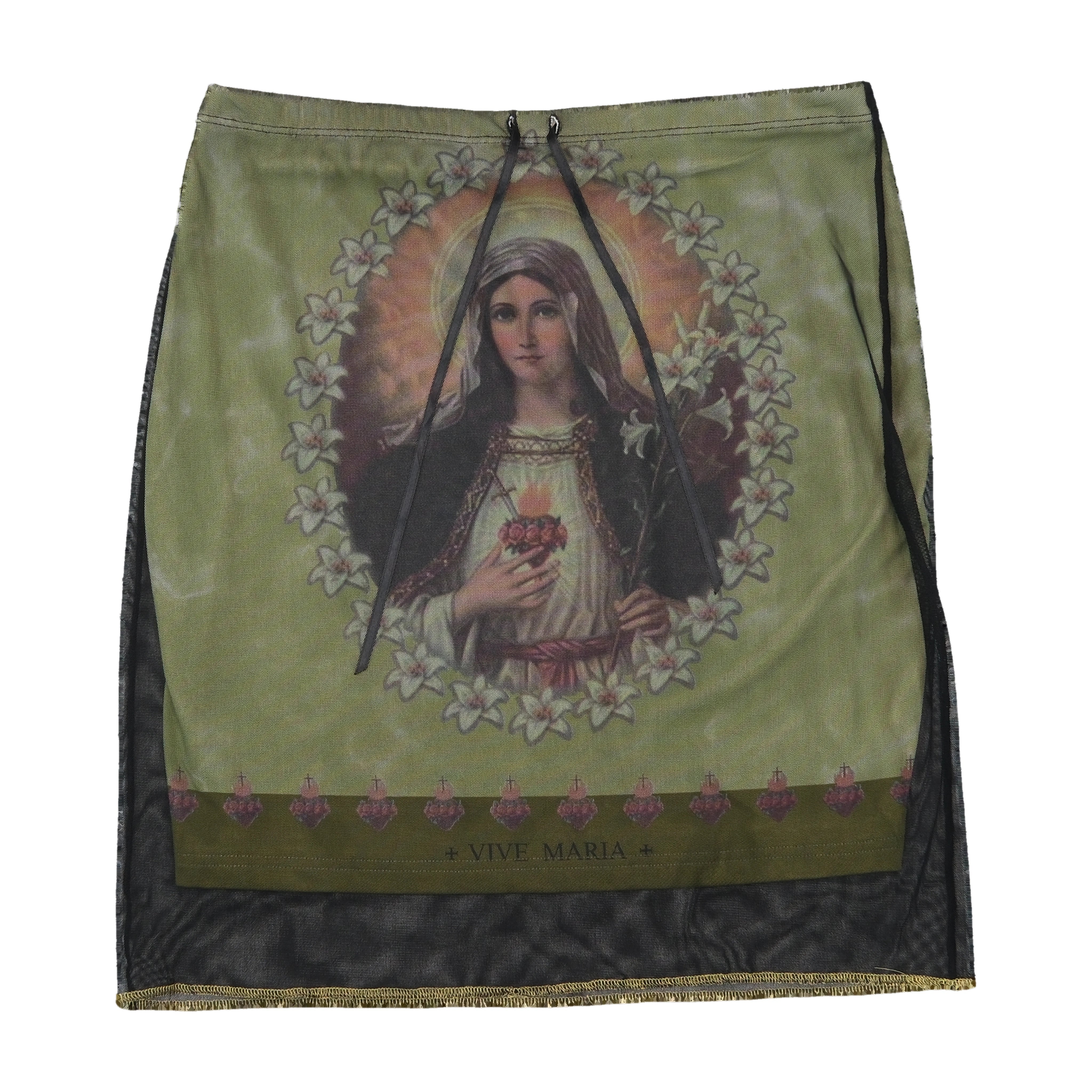 Vive Maria Virgin Mary Graphic Mesh Mini Skirt