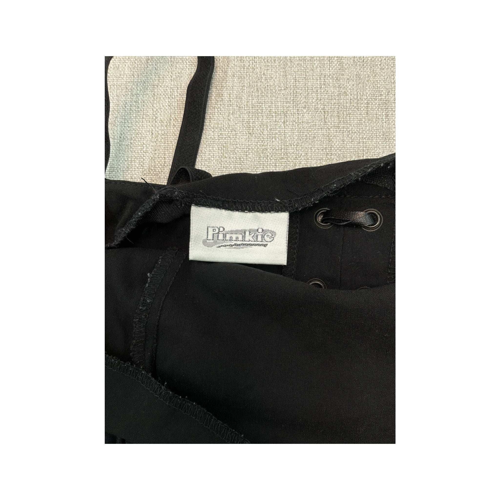 Pimkie Lace-Up Black Ruffle Cami Top
