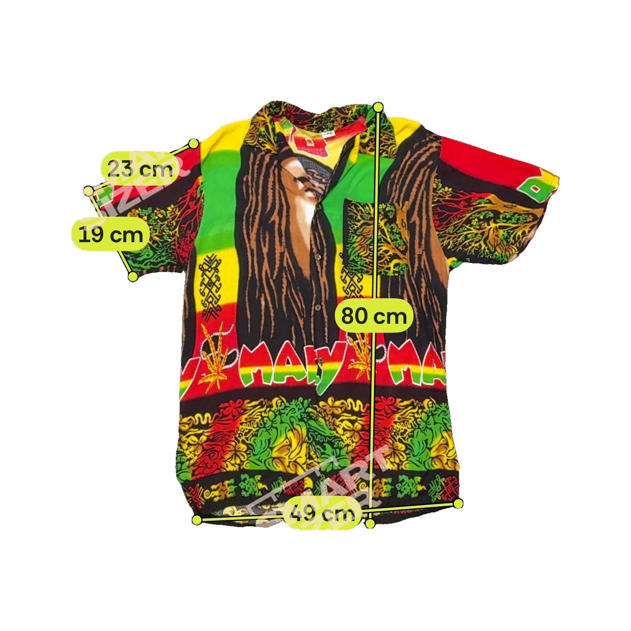 Vintage Bob Marley Reggae Allover Print Short Sleeve Shirt