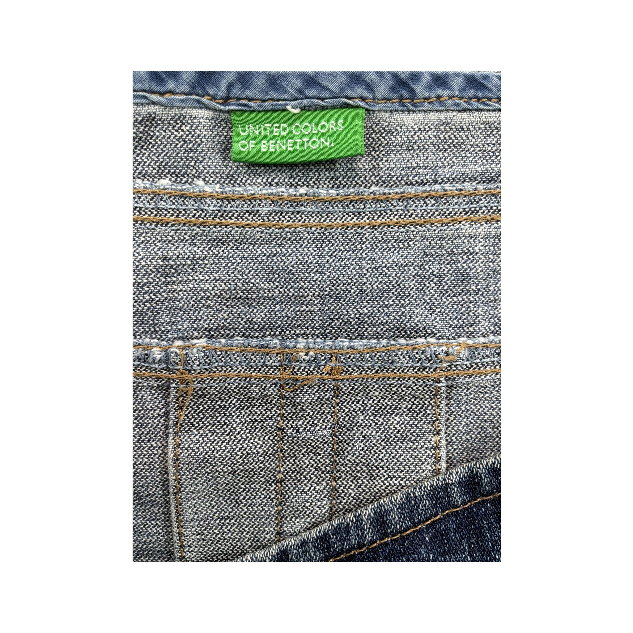 United Colors of Benetton Pleated Cotton Denim Mini Skirt