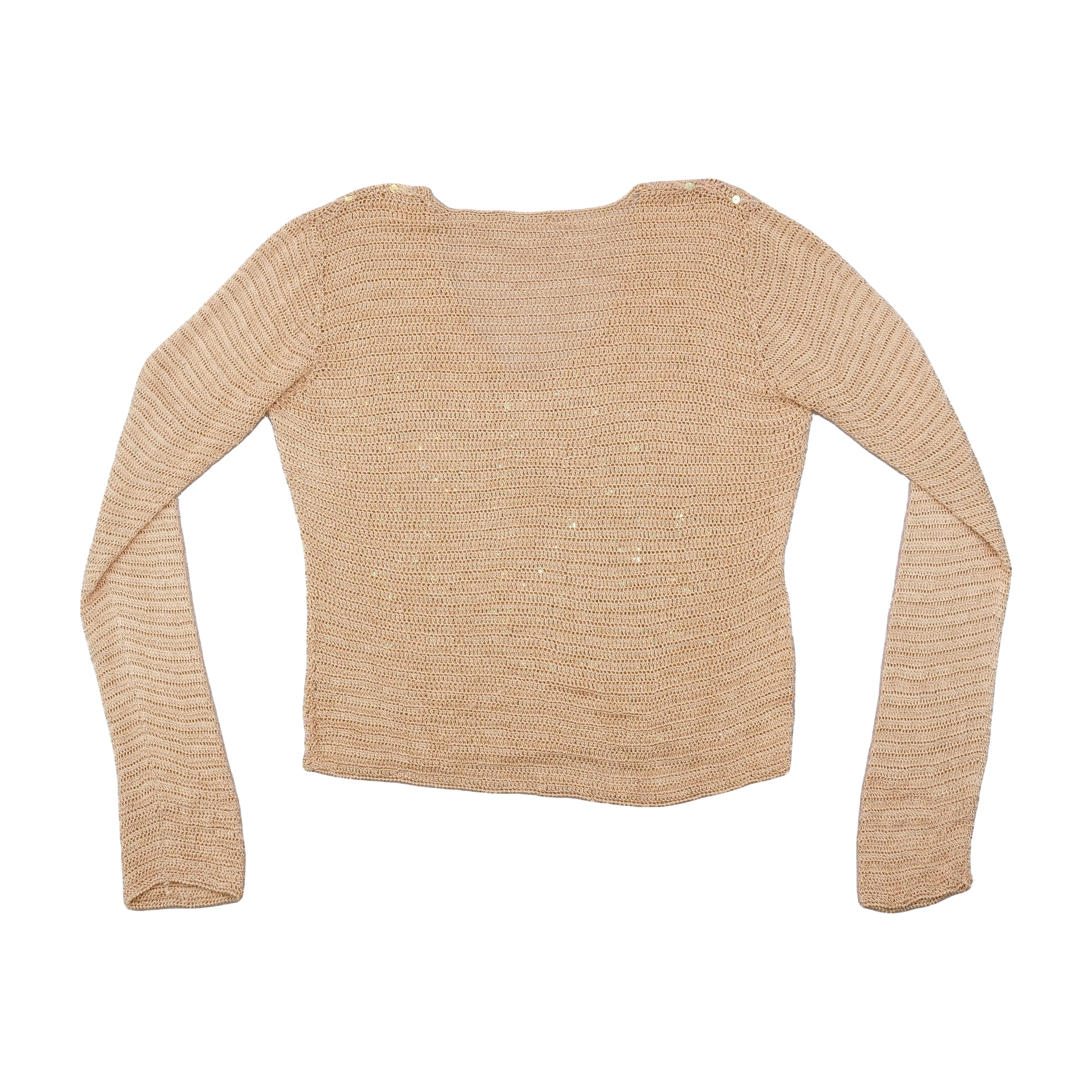Vintage Beige Sequin Swirl Knit Sweater