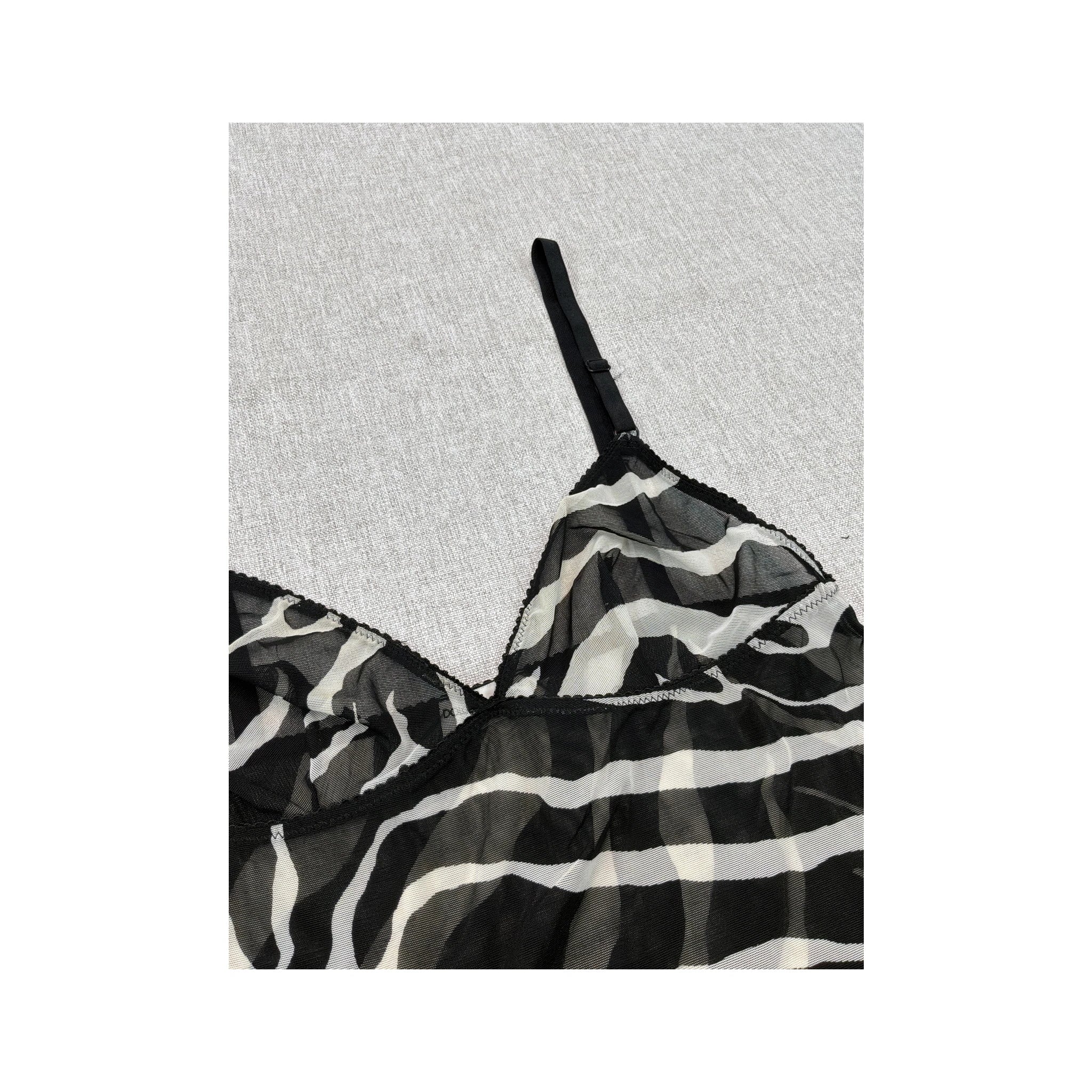 Dolce & Gabbana Zebra Print Sheer Mesh Tank Top