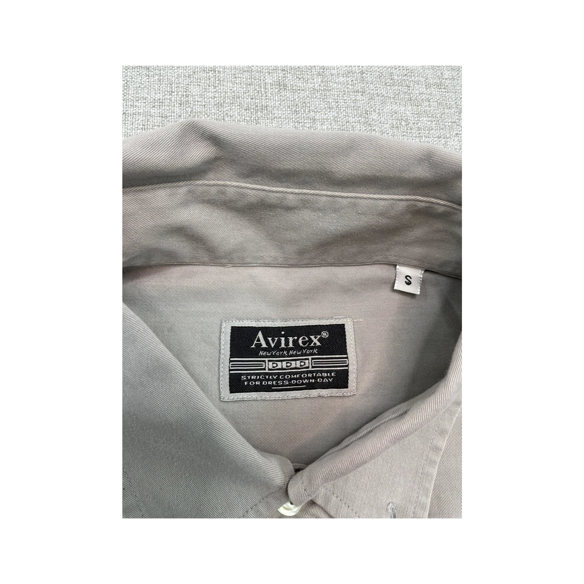 Avirex Light Gray Cotton Button-Down Shirt