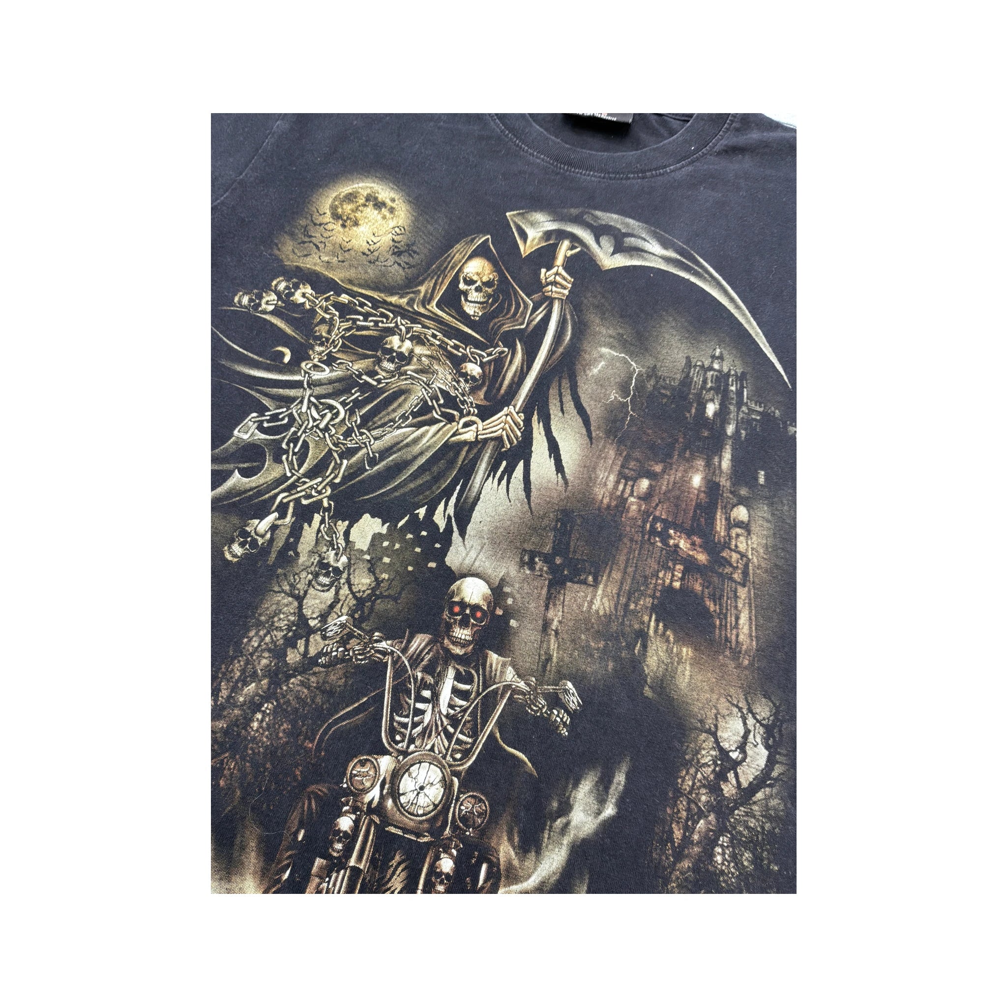 Tribal 100% Cotton Gothic Grim Reaper Biker Graphic Shirt