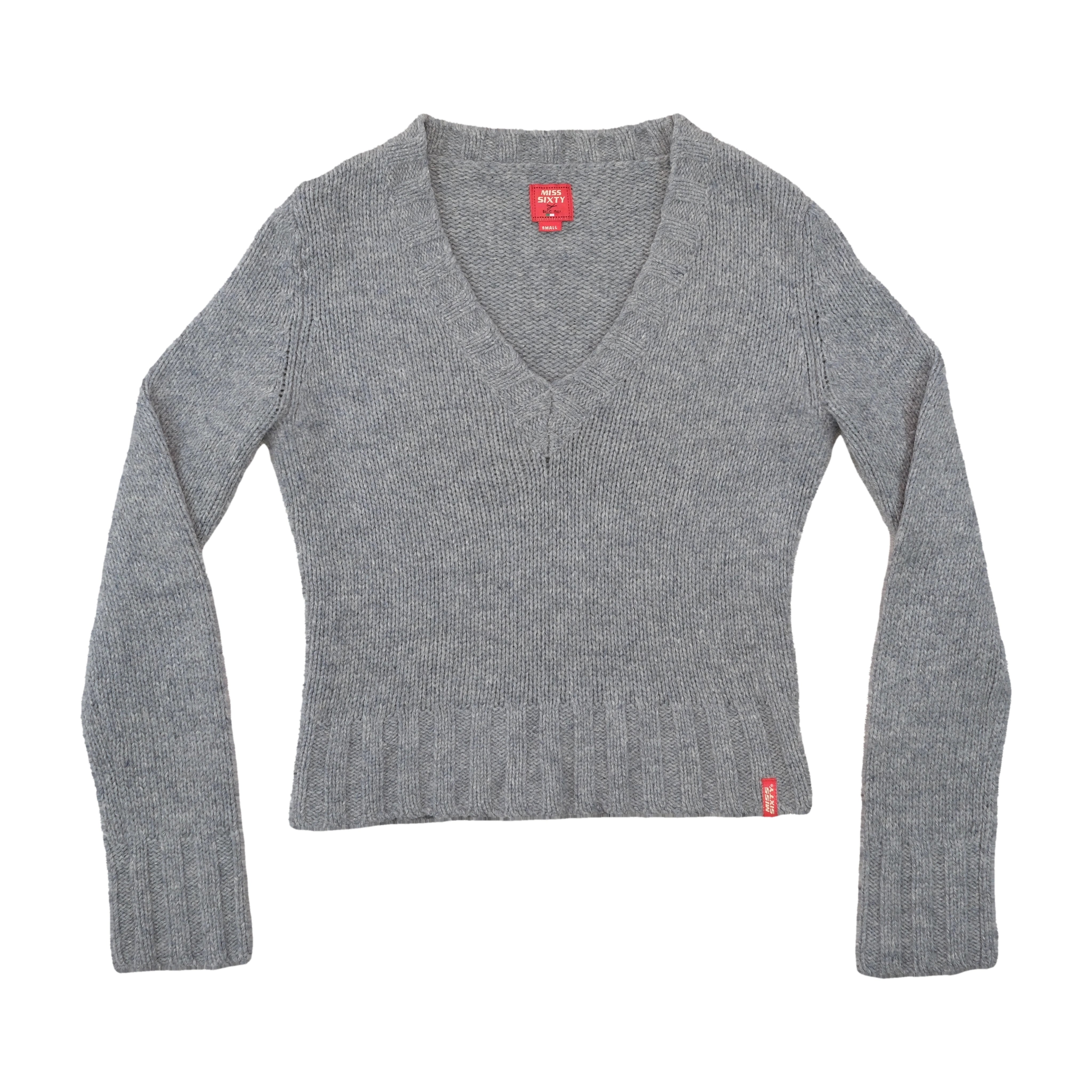 Miss Sixty Gray V-Neck Lambswool Sweater
