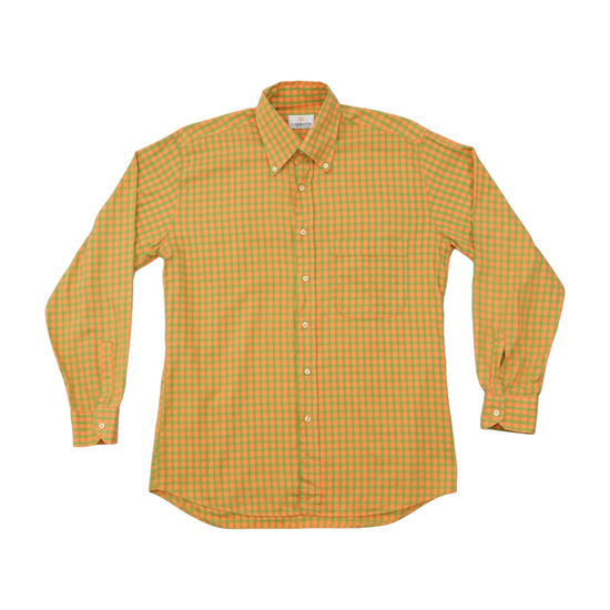 Camiseiro com Botões em Xadrez Laranja e Verde, Carbotti
