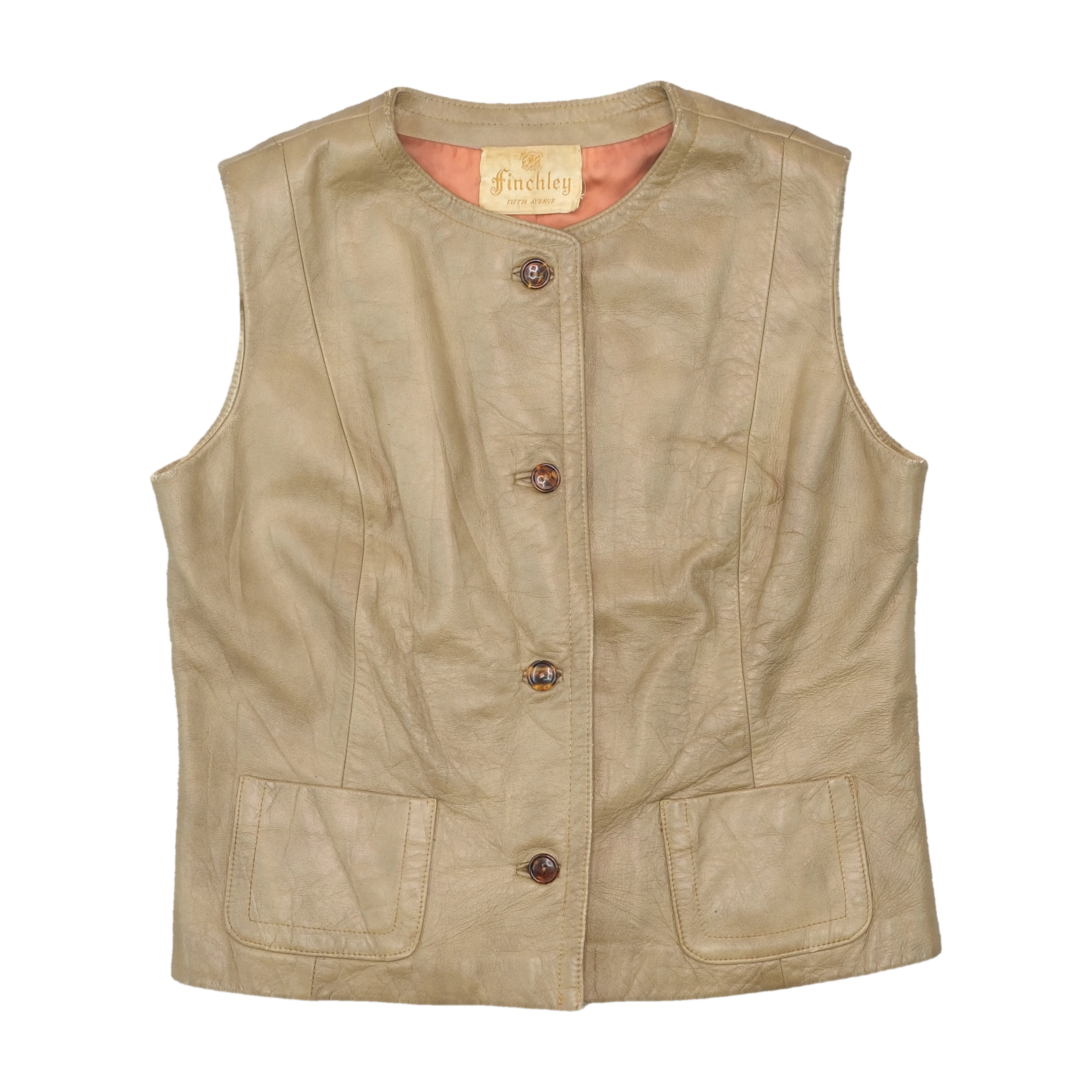 Finchley Fifth Avenue Vintage Leather Button Front Vest