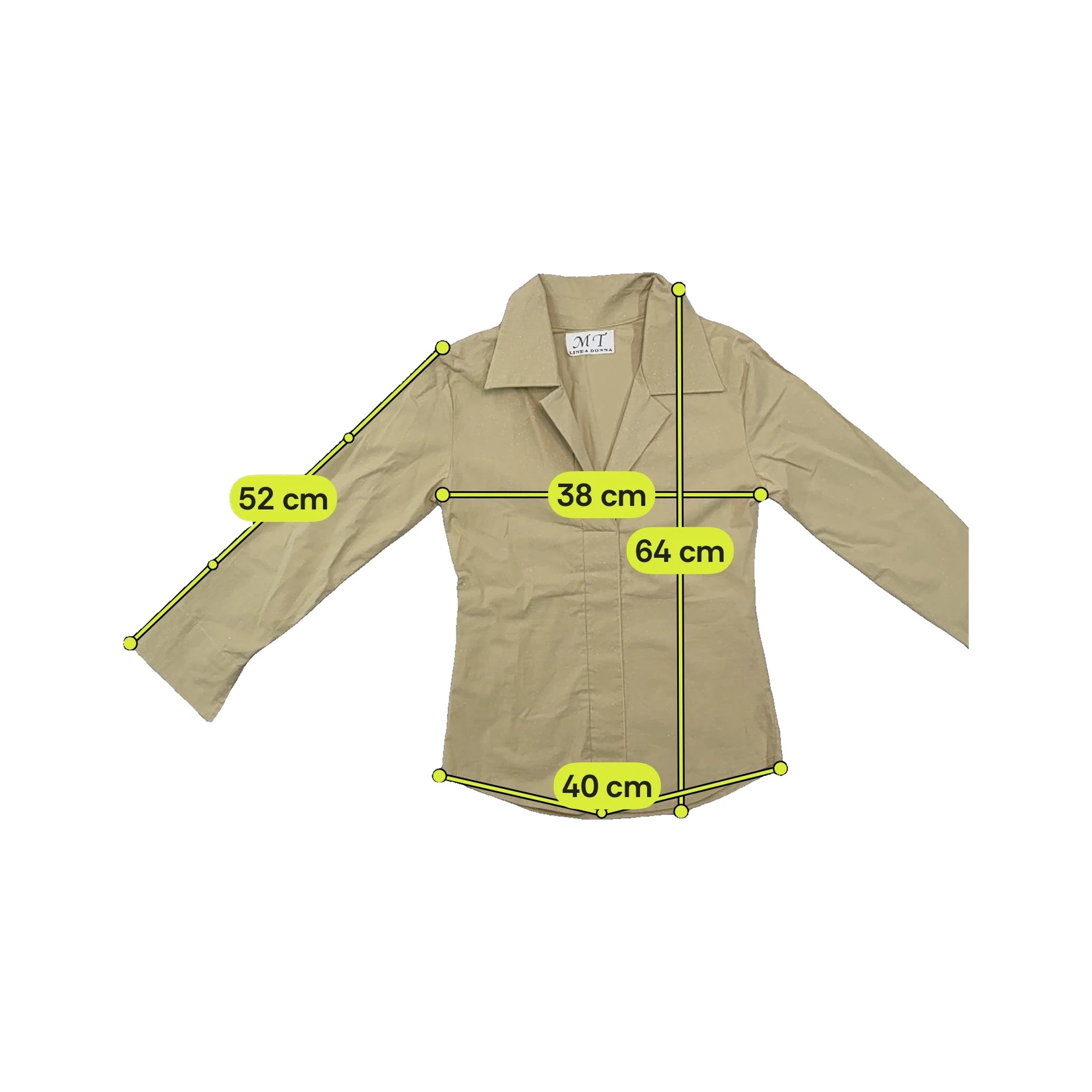 MT Linea Donna Shimmer Collared Beige Blouse