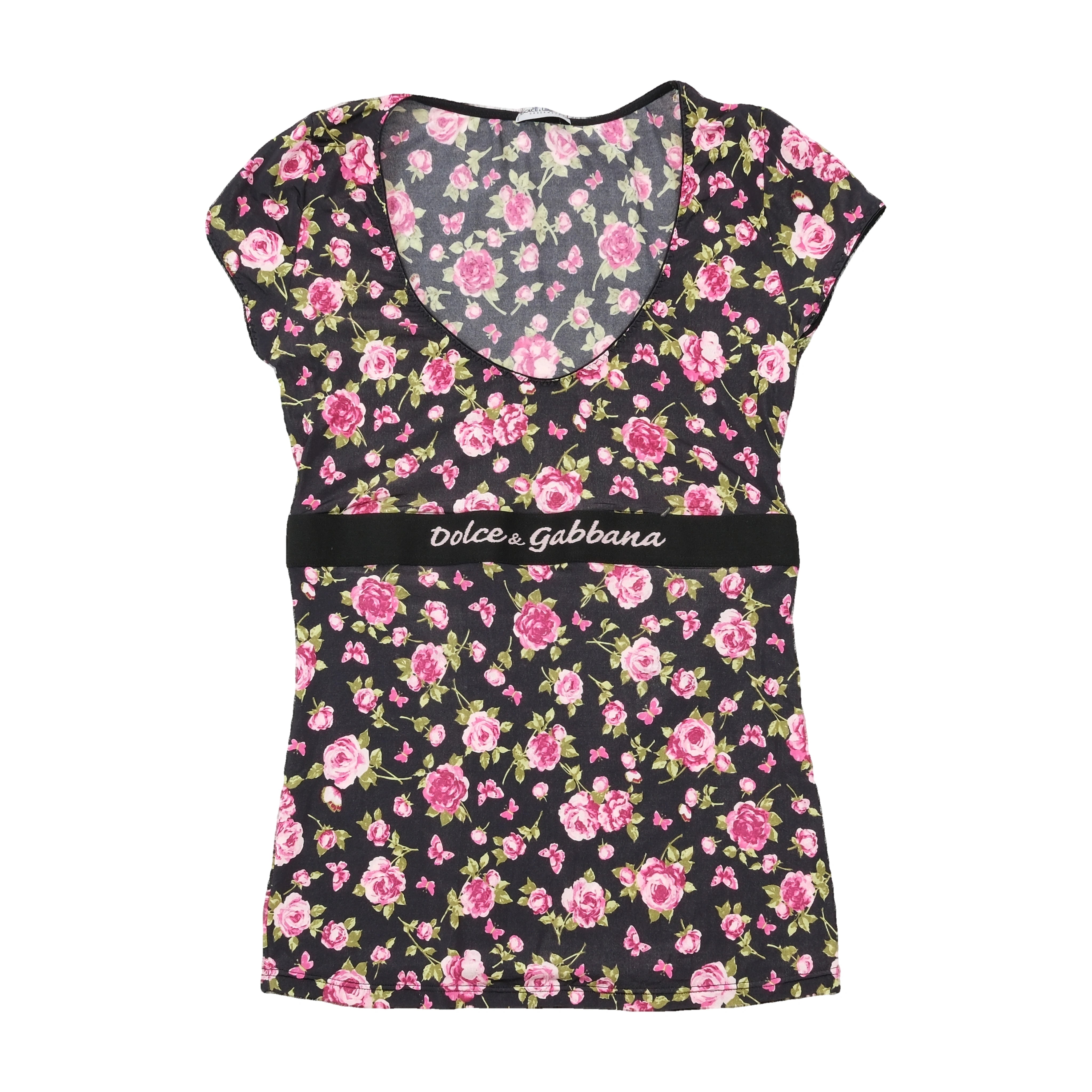 Dolce & Gabbana Floral Logo Waist T-shirt
