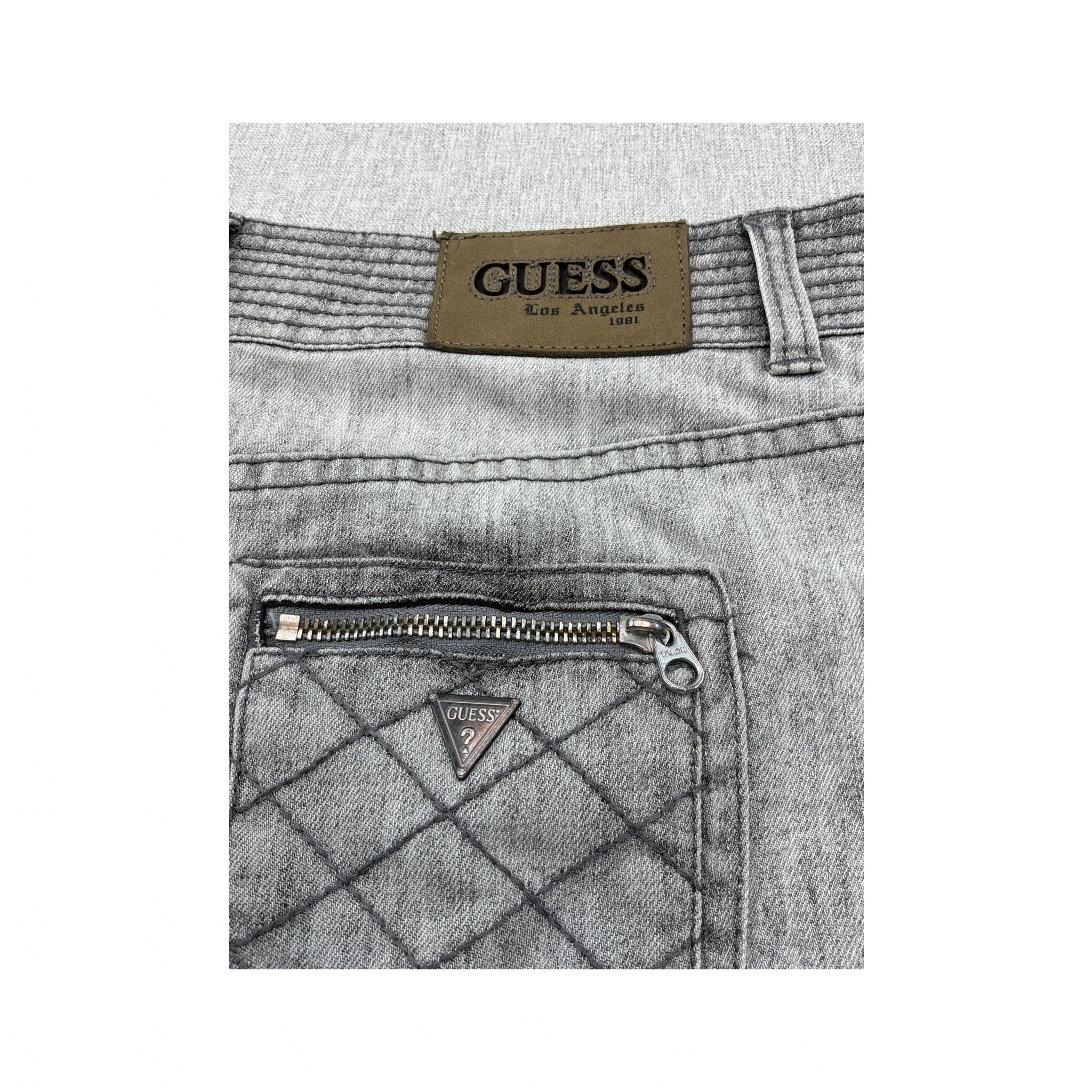 GUESS Quilted Zip Detail Denim Mini Skirt