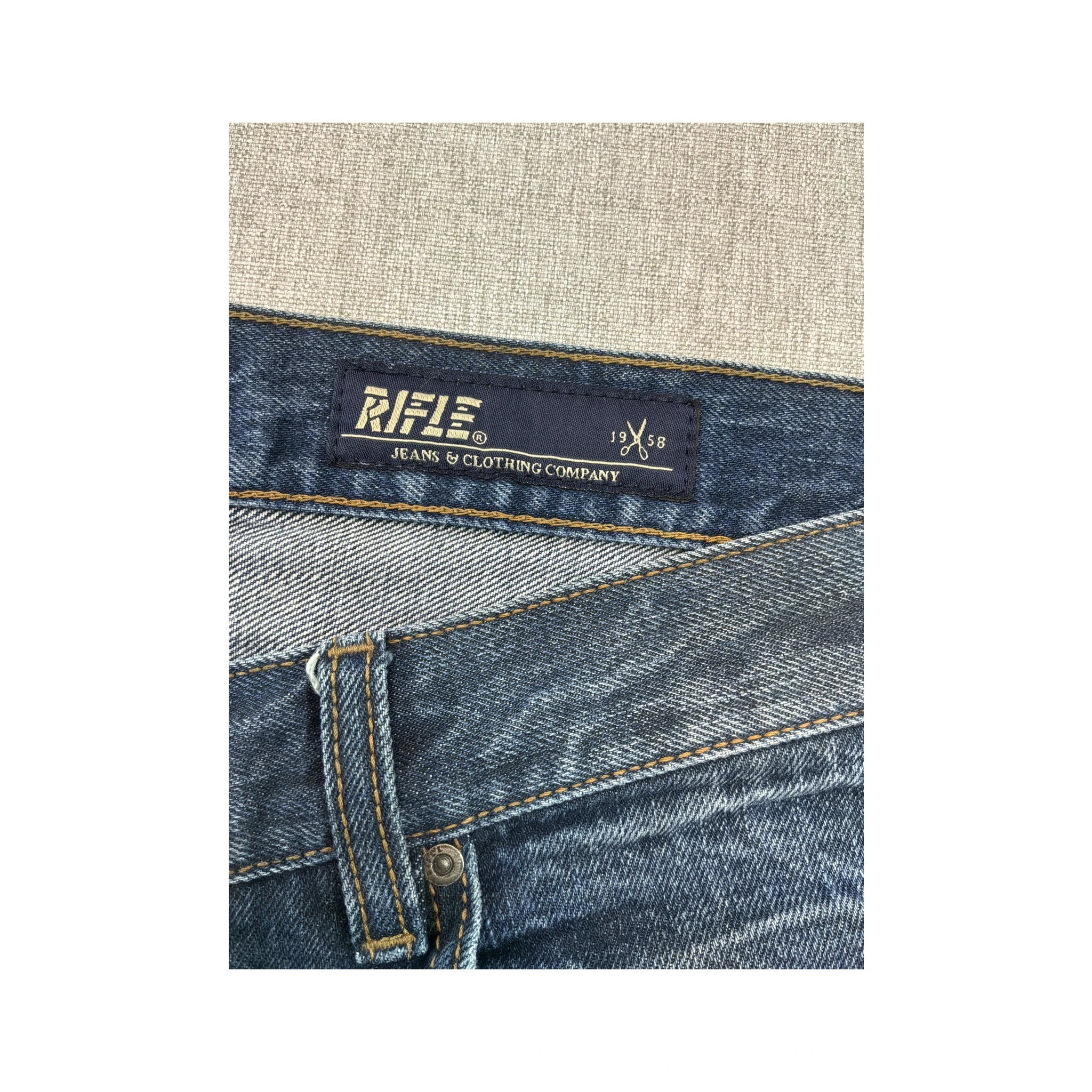 Rifle Faded Blue Cotton Straight Leg Jeans