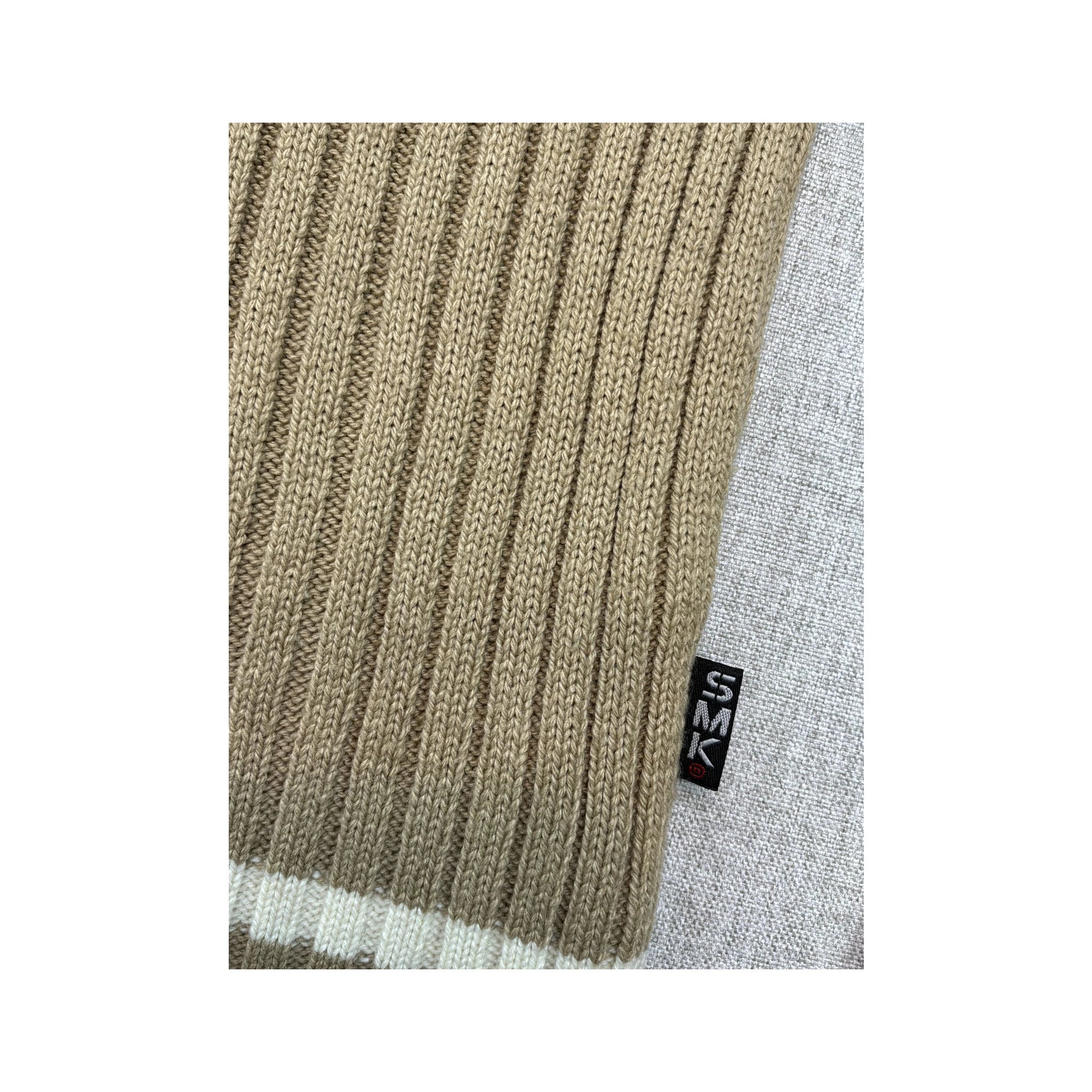 SMK Color Block Rib Knit Wool Blend Zip-Up Sweater