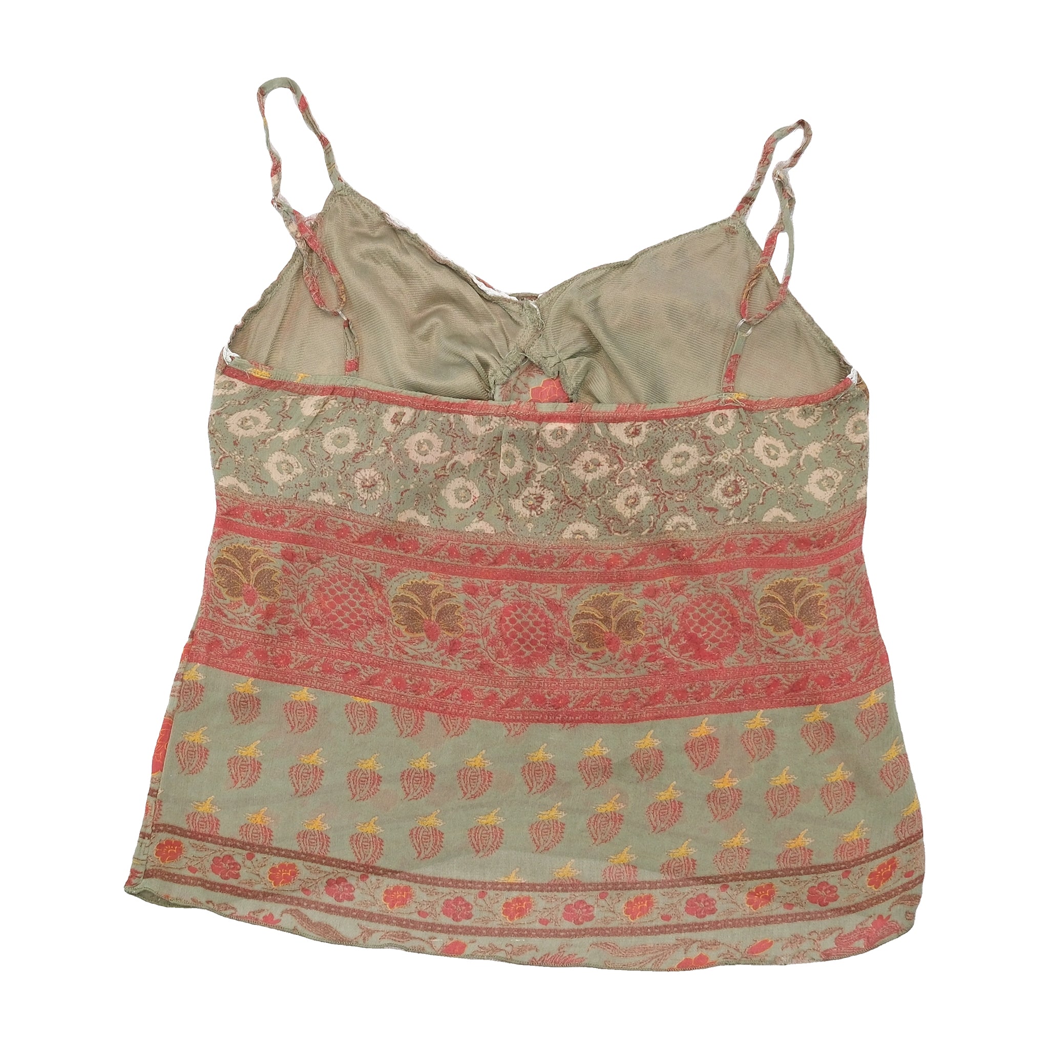 Miss Wan Floral Border Print Lace Trim Tie Front Tank Top (repriced)