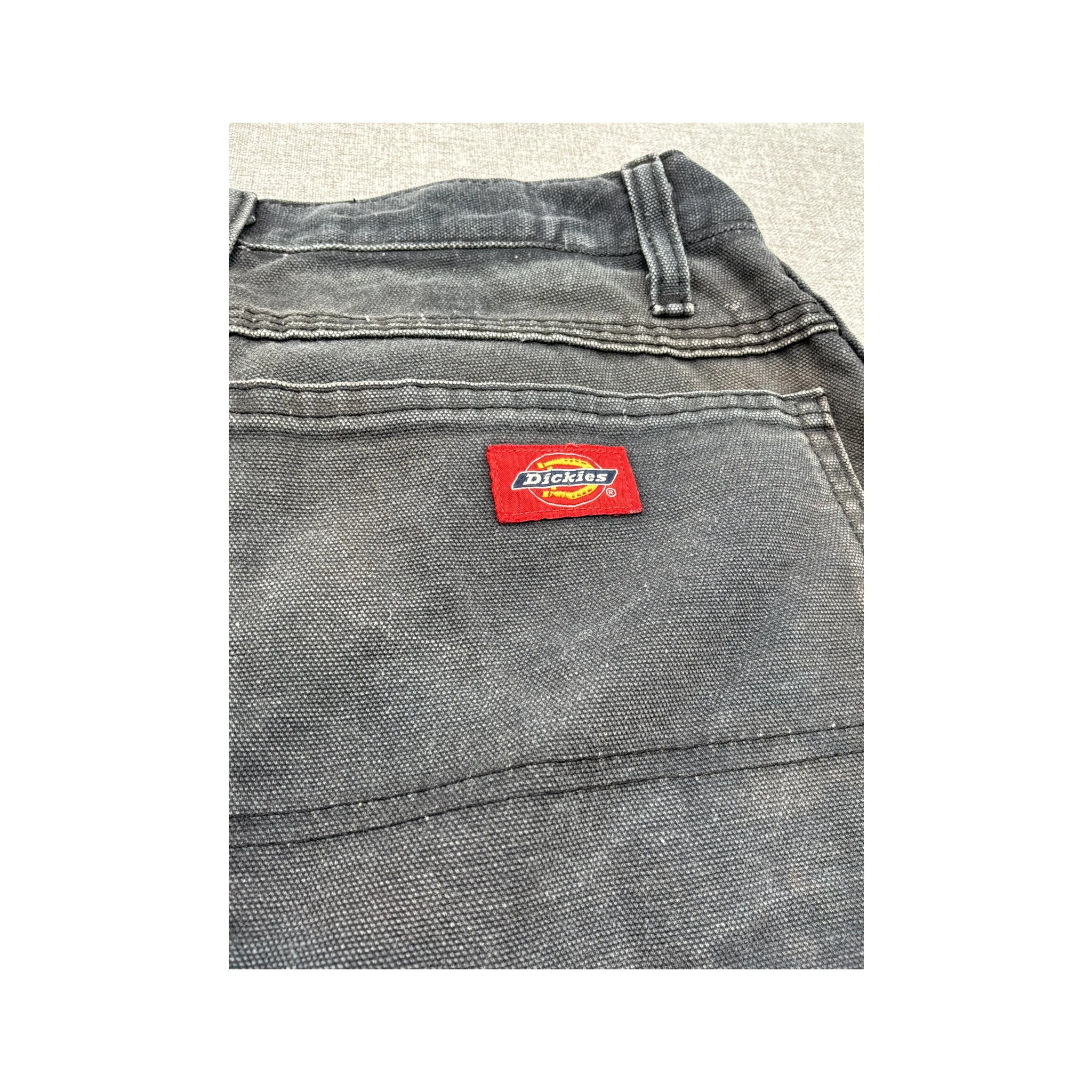 Calças de trabalho de carpinteiro Dickies pretas Desbotadas e Desgastadas
