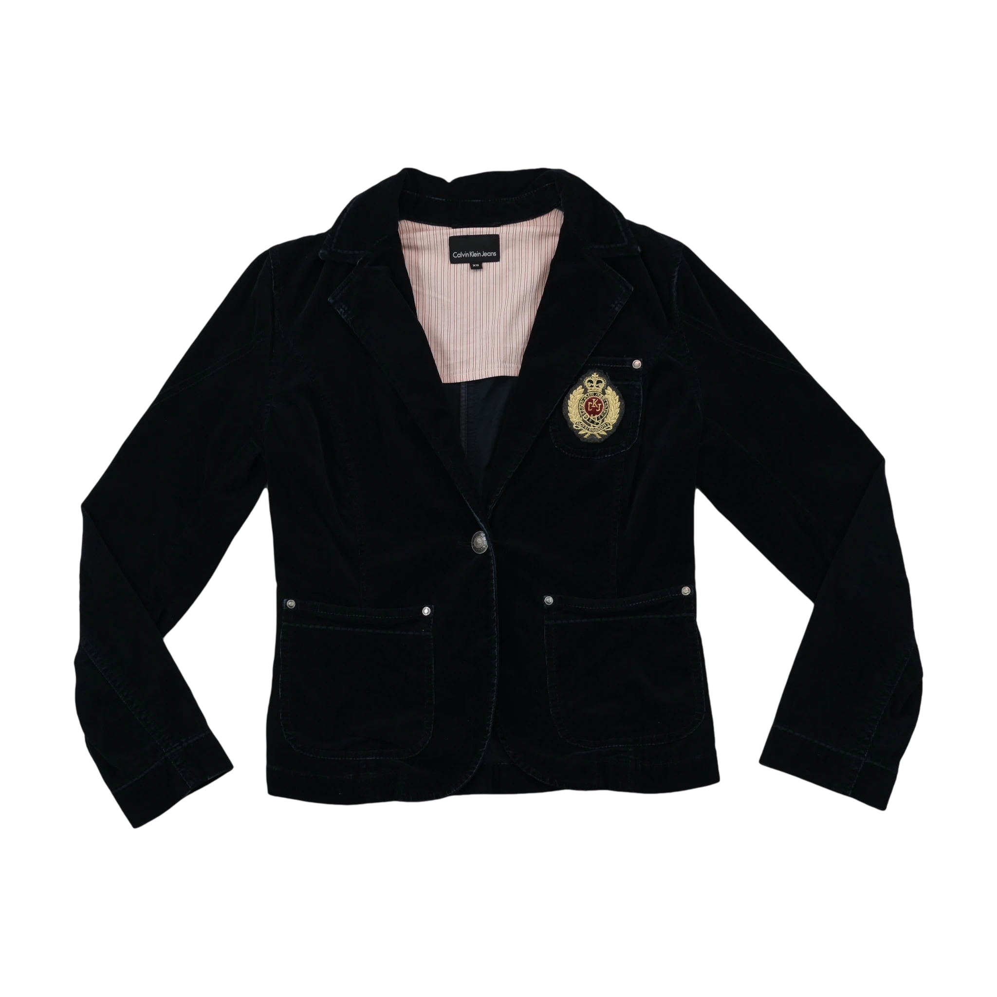 Calvin Klein Jeans Crest Patch Single-Button Blazer Jacket
