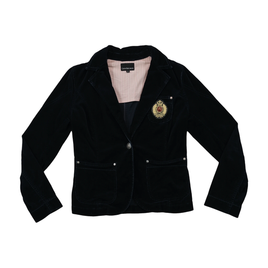 Calvin Klein Jeans Crest Patch Single-Button Cotton Blazer Jacket