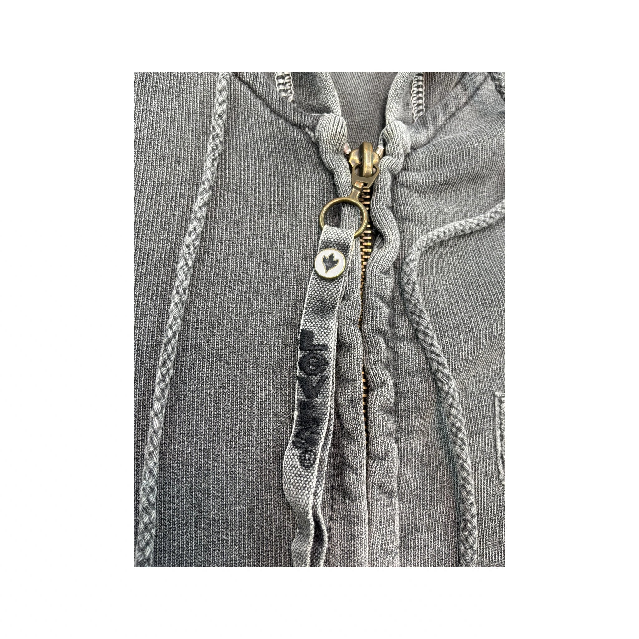 Levi's Washed Gray Zip Up Hooded Fleece