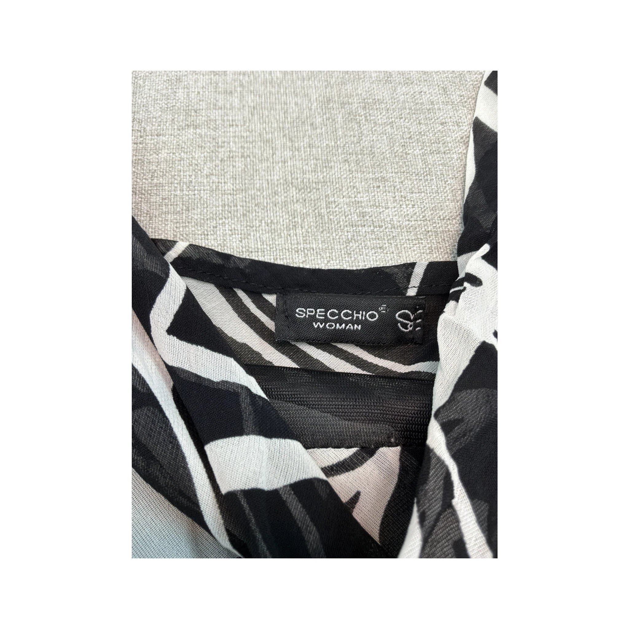 Vestido Lingerie Specchio com gola Drapeada e estampado abstrato