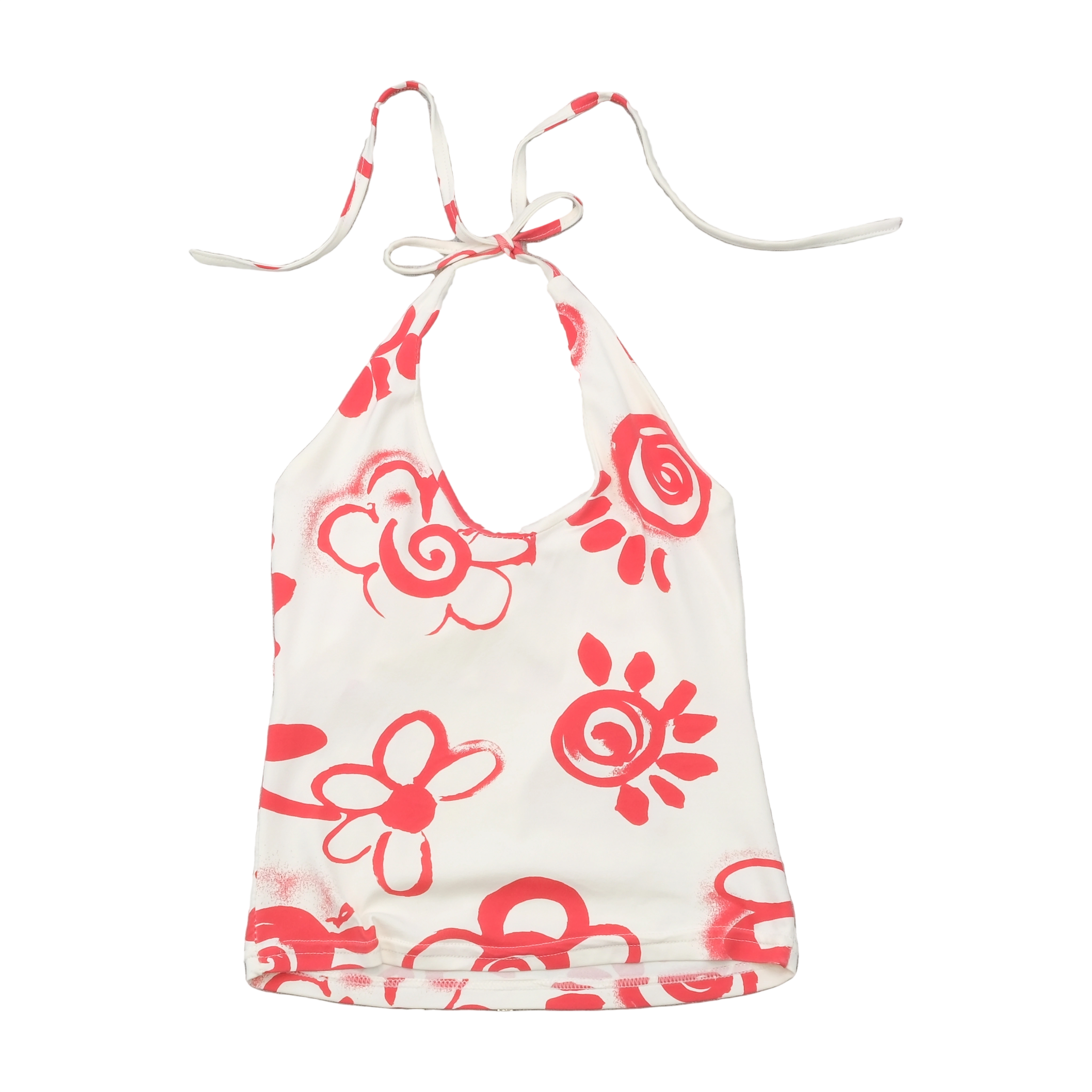 Top de alças Halter Y2K com estampado floral