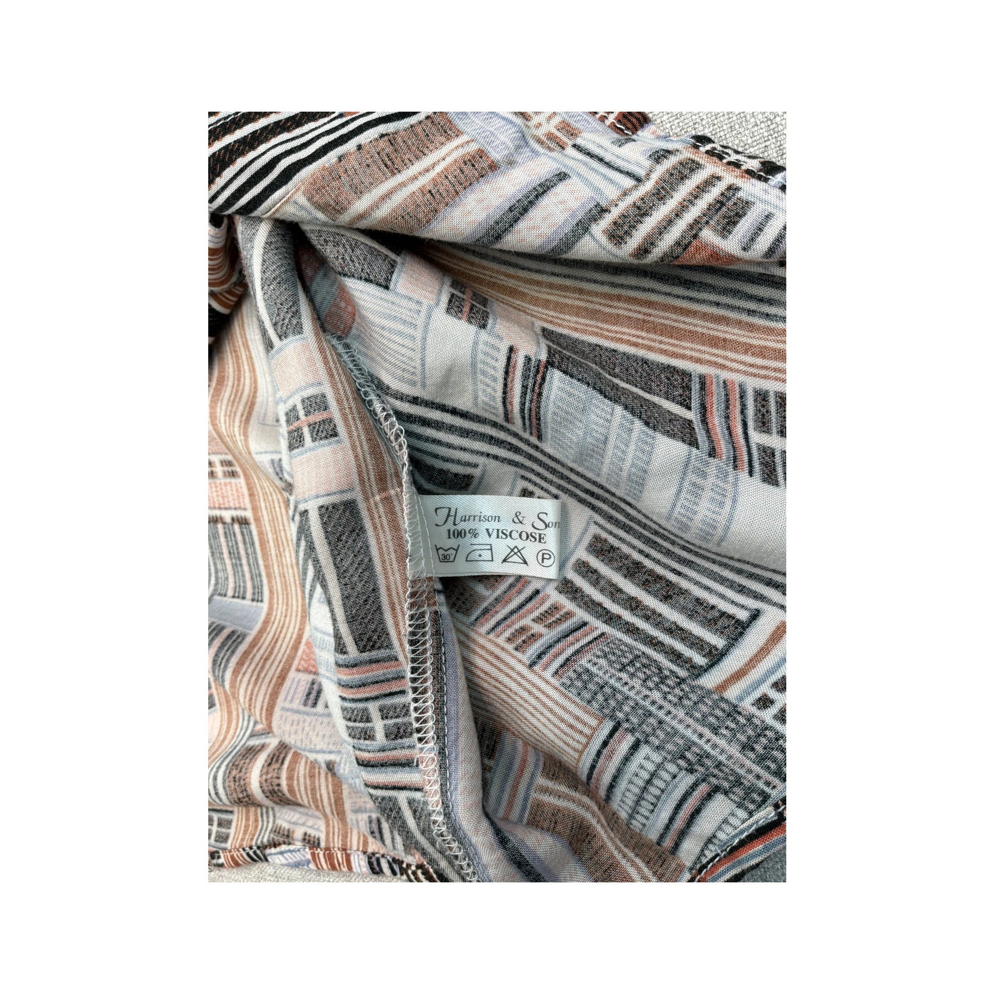 Camisa Harrison & Son vintage em Viscose com estampado geométrico