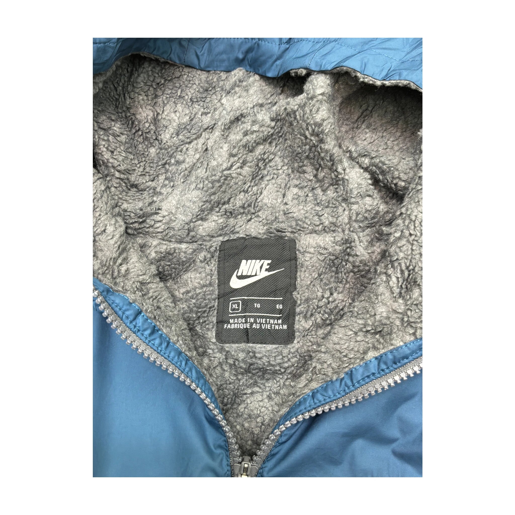 Nike Sportswear Sherpa-Lined Hooded Full-Zip Jacket (Blue/Gray) (XL Boys)