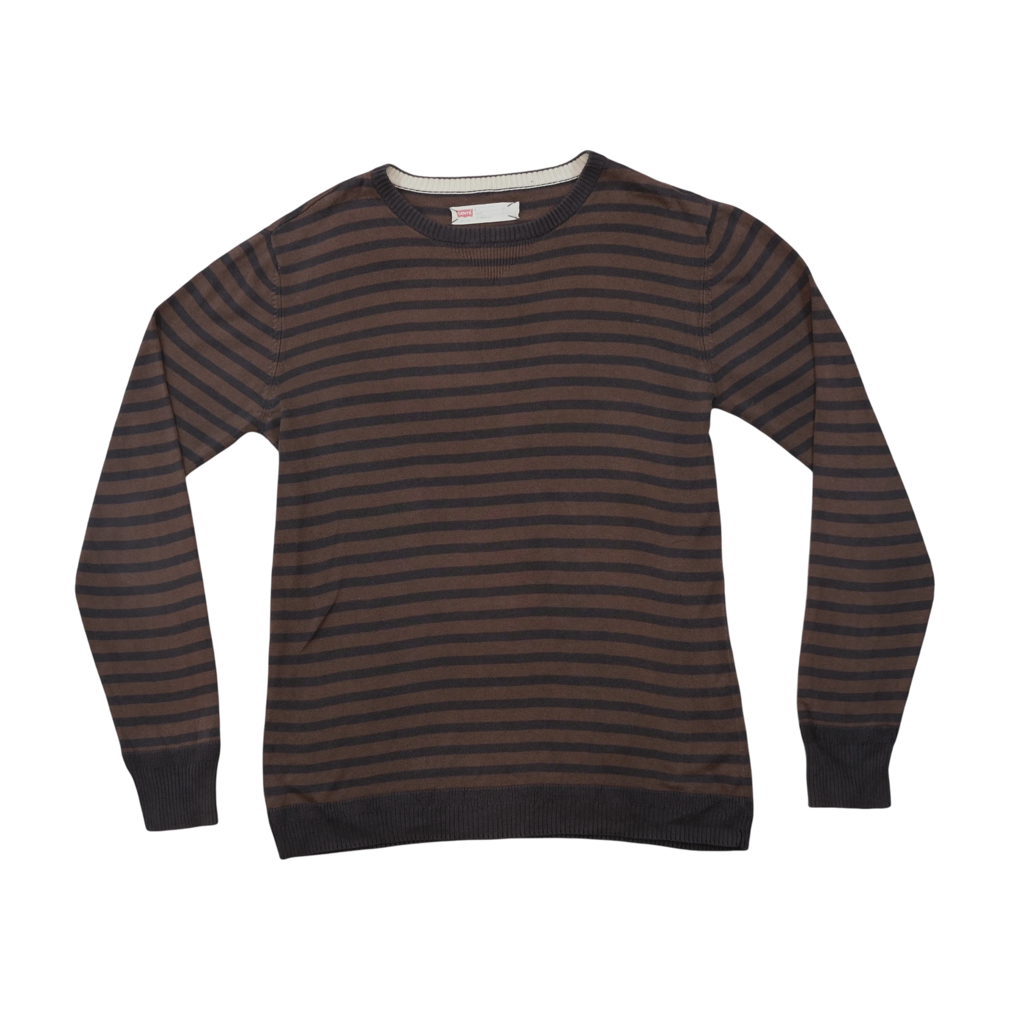 Camisola de malha de gola Redonda Levi's às riscas castanhas e pretas