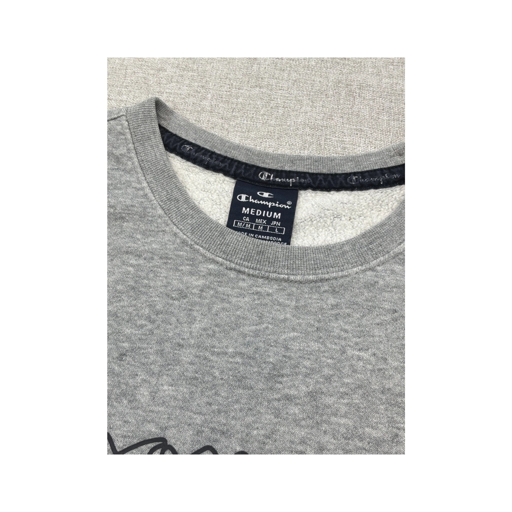 Champion Outline Script Logo Cotton Blend Crewneck Sweater