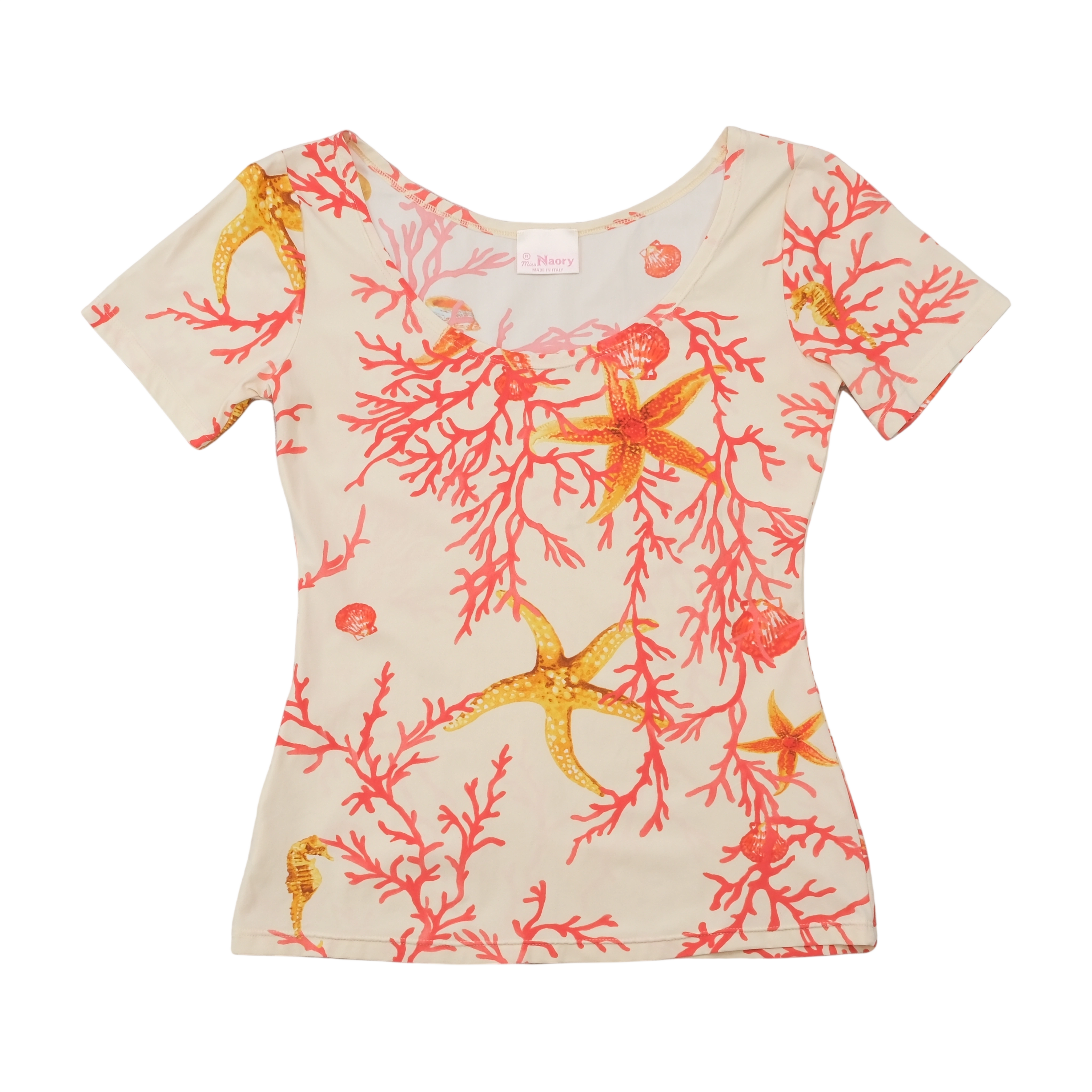 Miss Naory Coral Reef Print Scoop Neck T-shirt (Repriced)