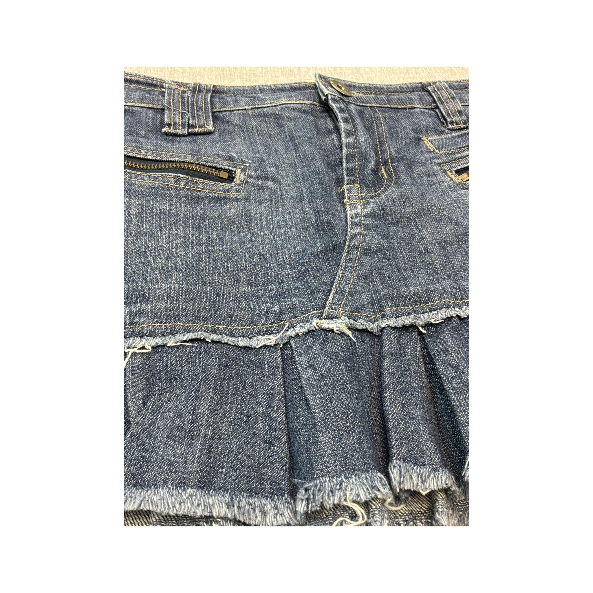 Cinque Blue Denim Pleated Mini Skirt