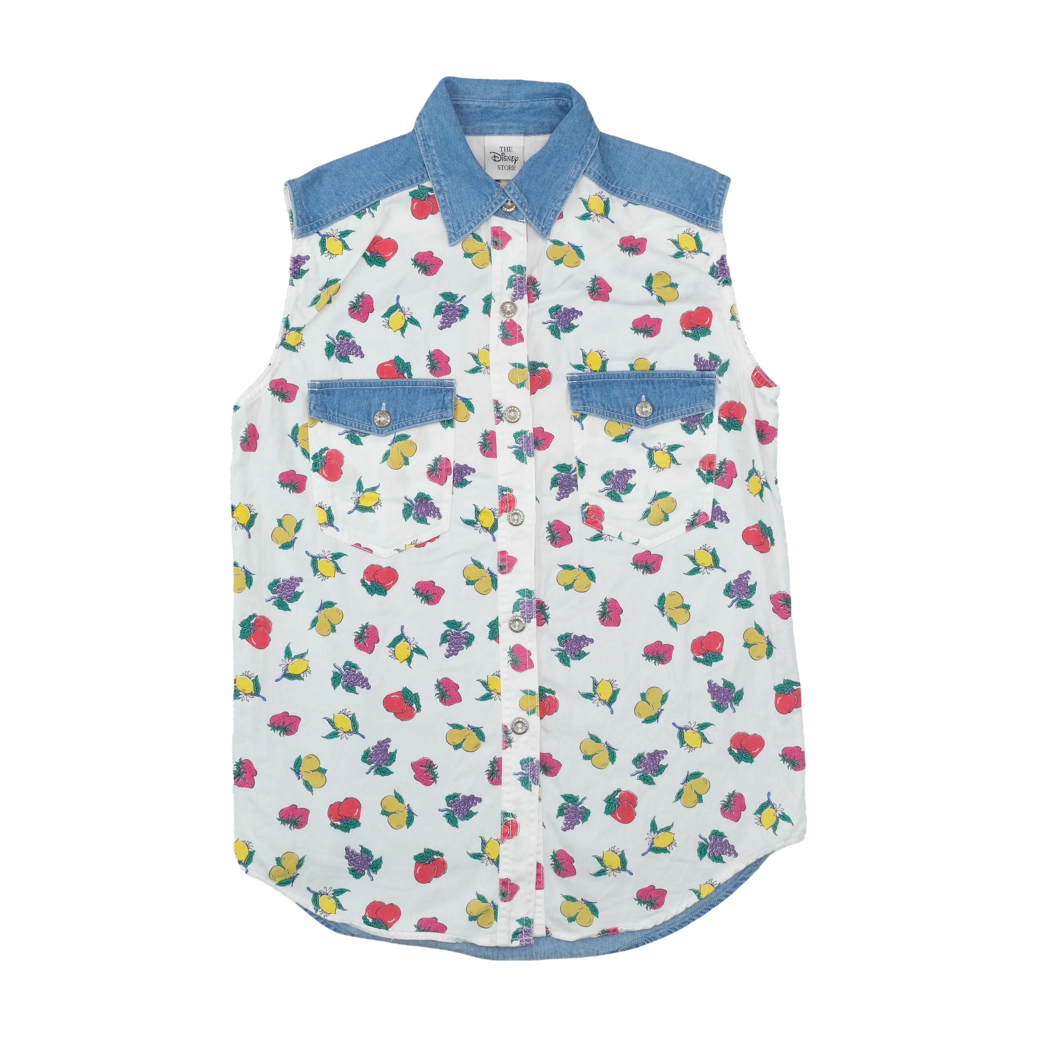 The Disney Store Winnie the Pooh Fruit Print Sleeveless Button Up Shirt