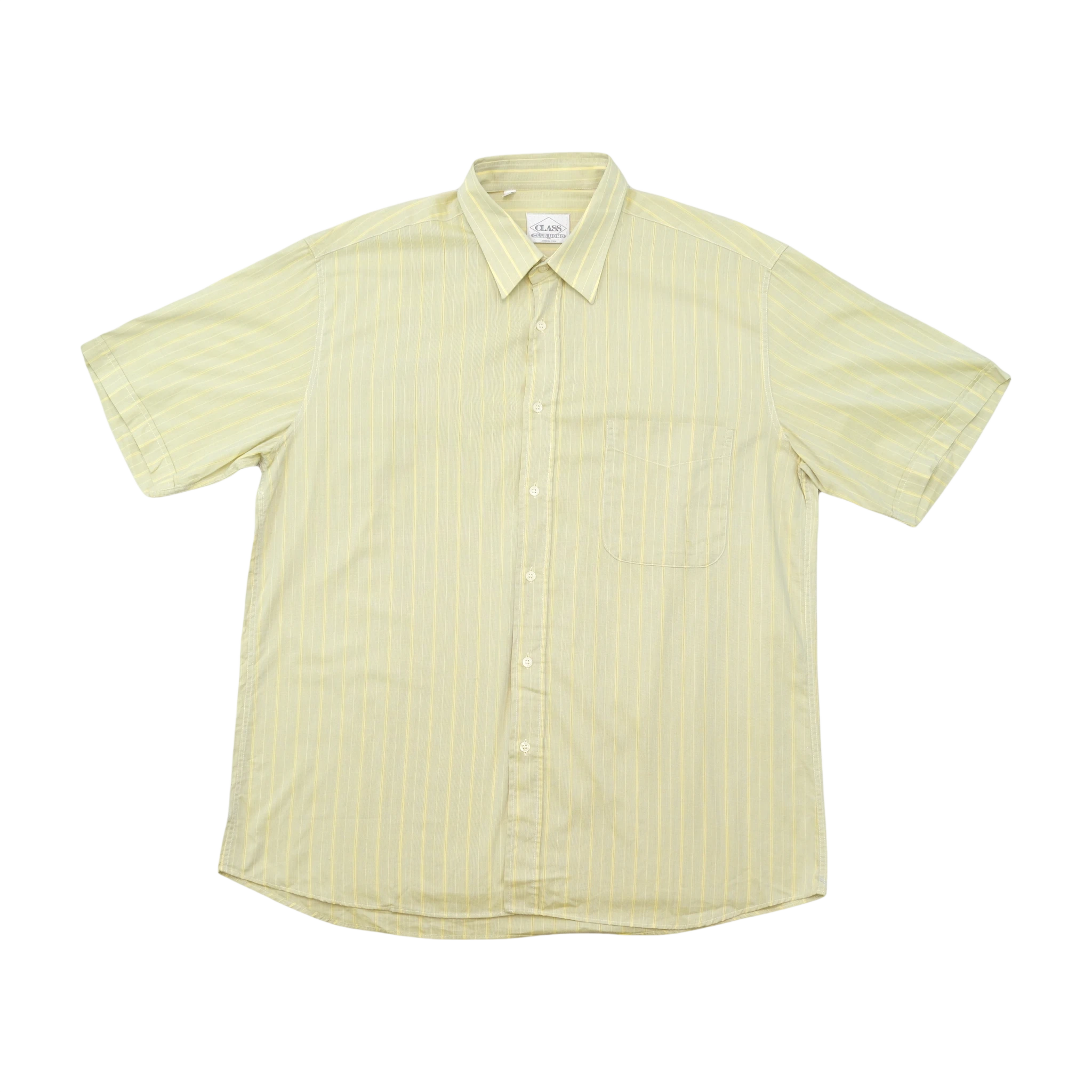 Class Club Uomo Pale Yellow Striped Short Sleeve Shirt