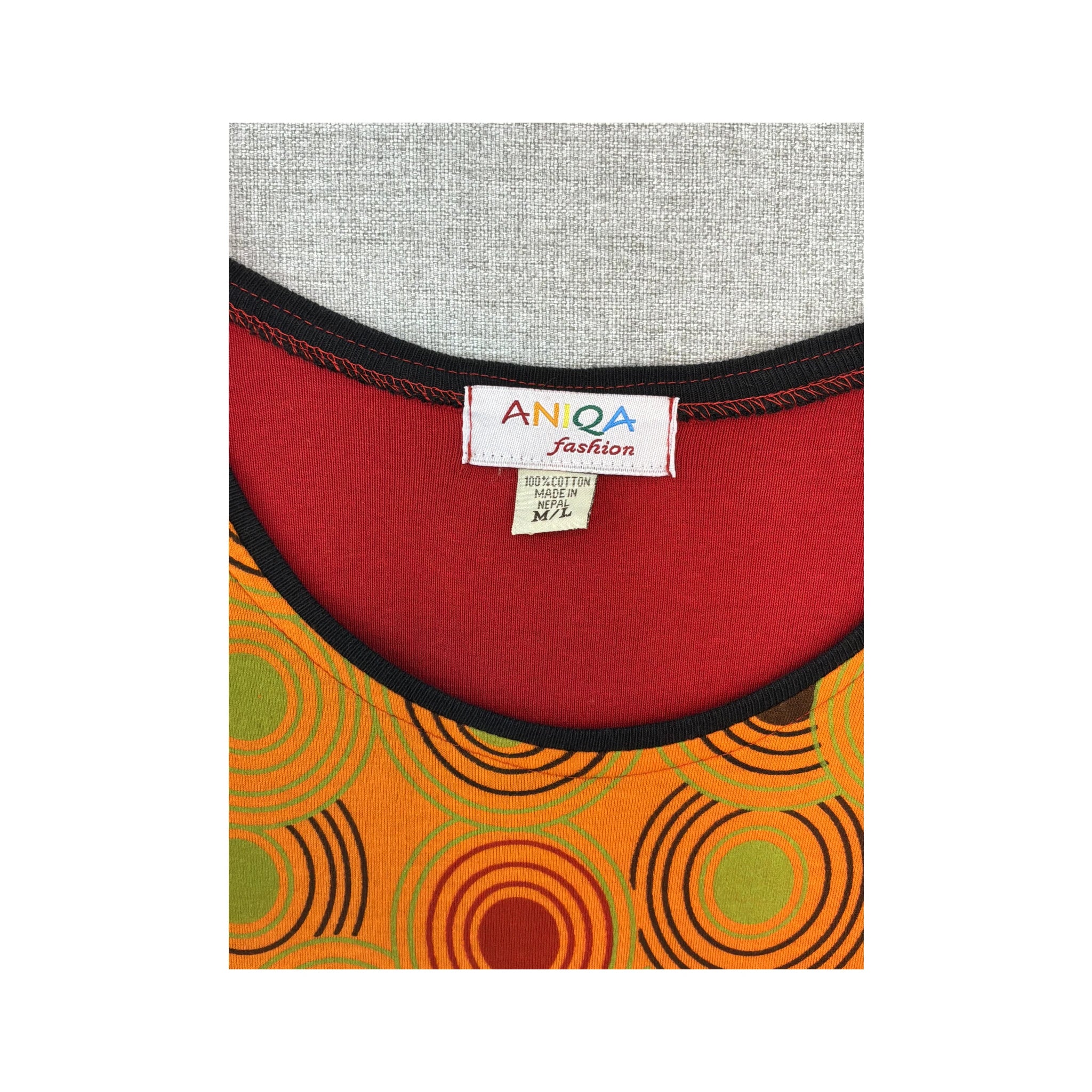 ANQA Fashion Vintage Red Retro Appliqué Long Sleeve Dress