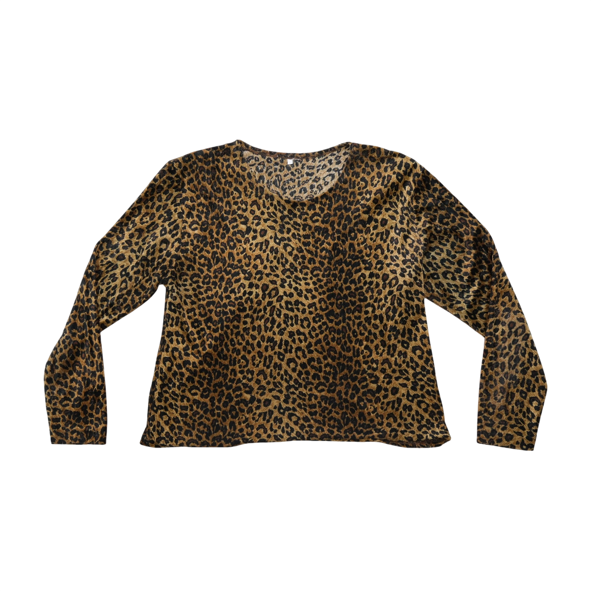 Blusa vintage de Manga Comprida com estampado de Leopardo