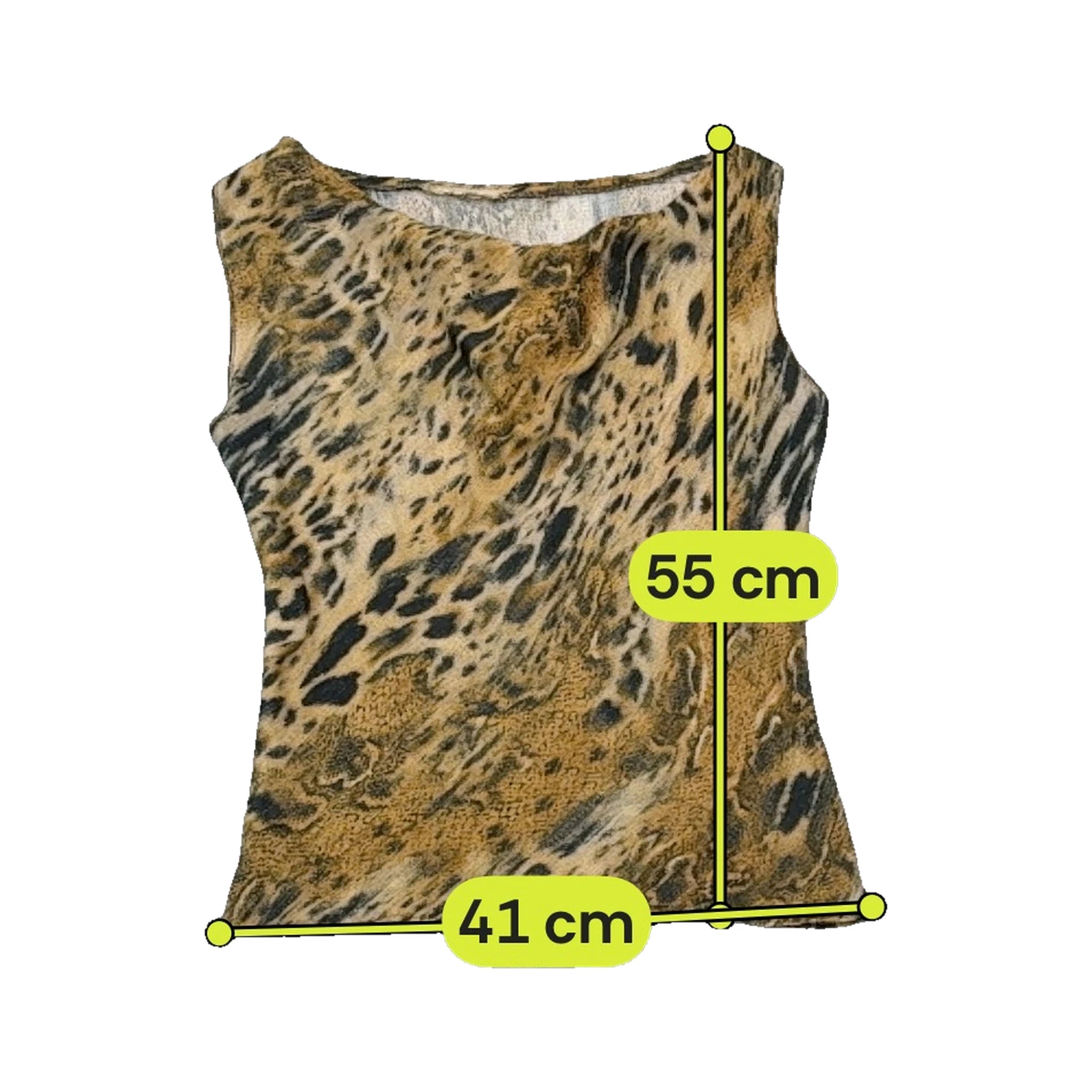 Top de alças de malha sem mangas com estampado animal