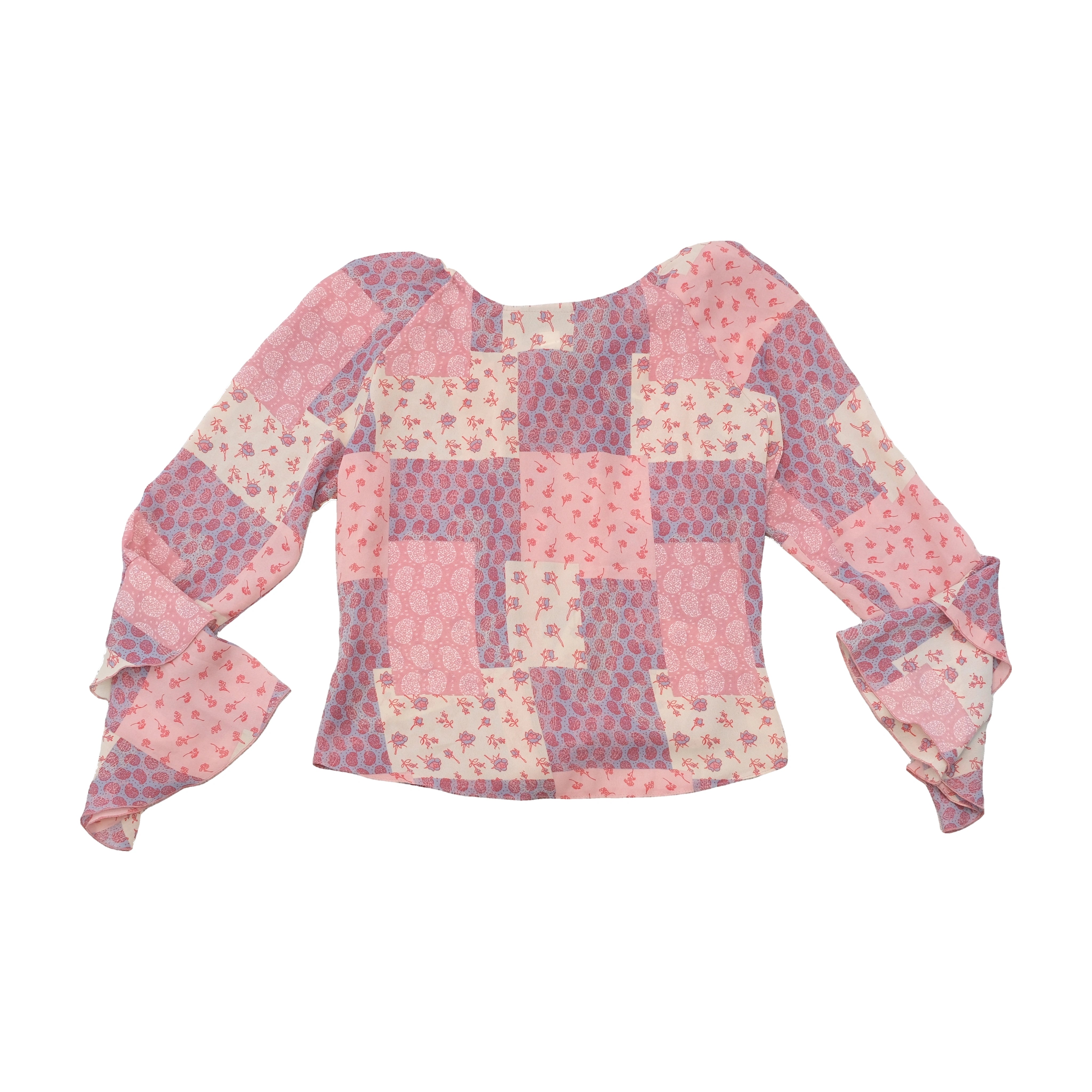 Arizona Patchwork Print Bell Sleeve Blouse
