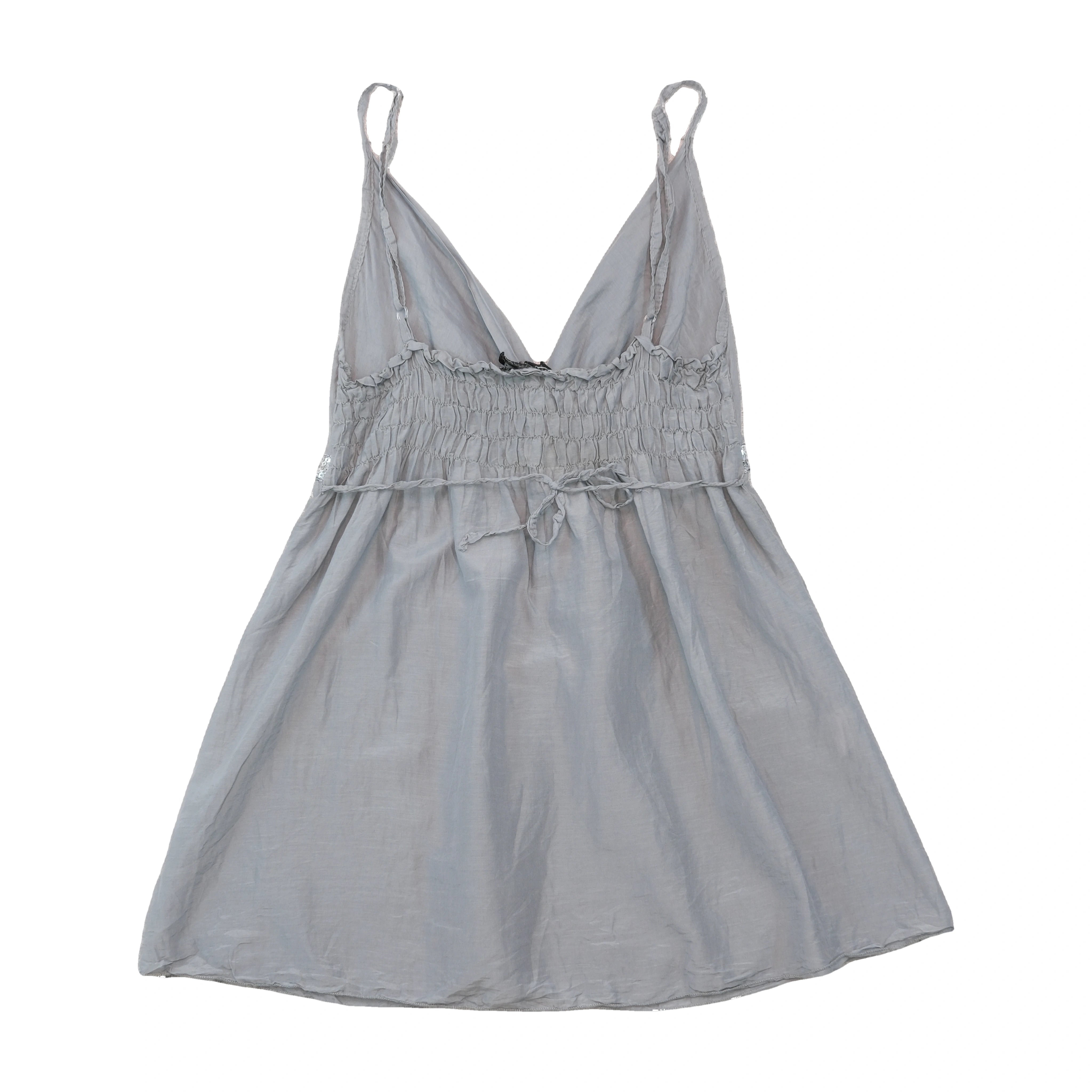 Peccati Gray Sequin Trim Silk Cotton Tank Top