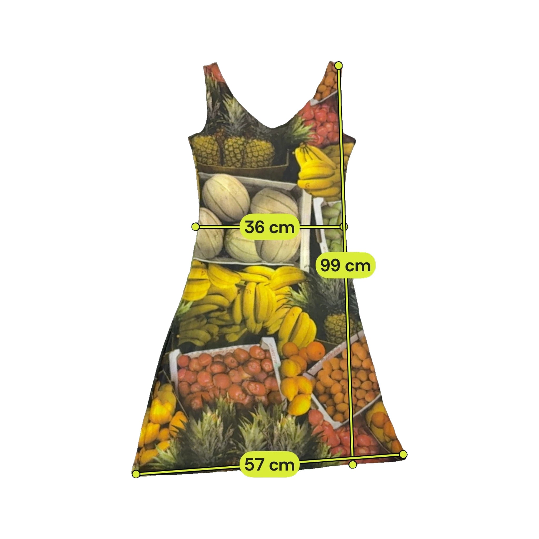 Fruit Market Print Sleeveless Mini Dress