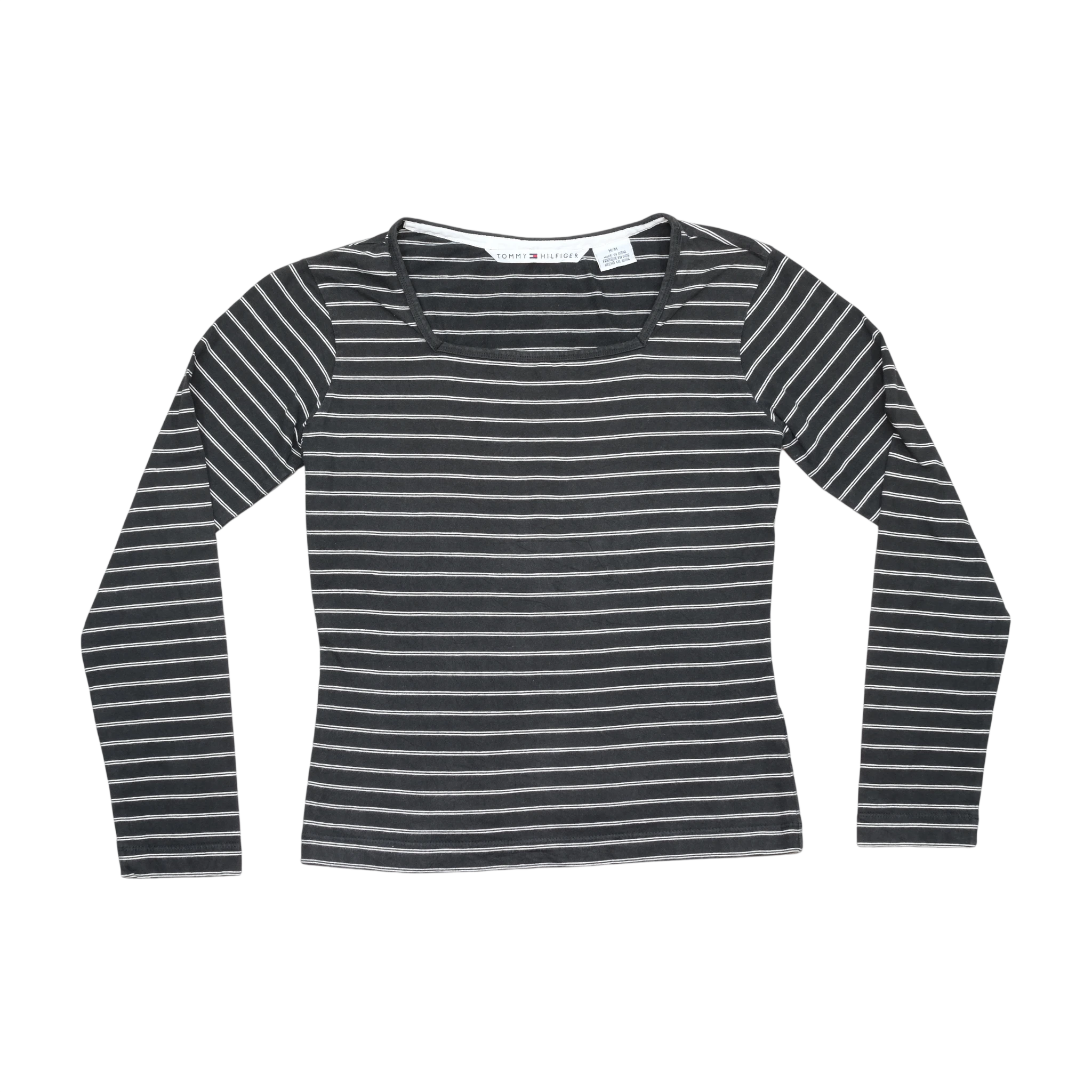 Tommy Hilfiger Black & White Striped Long Sleeve Top