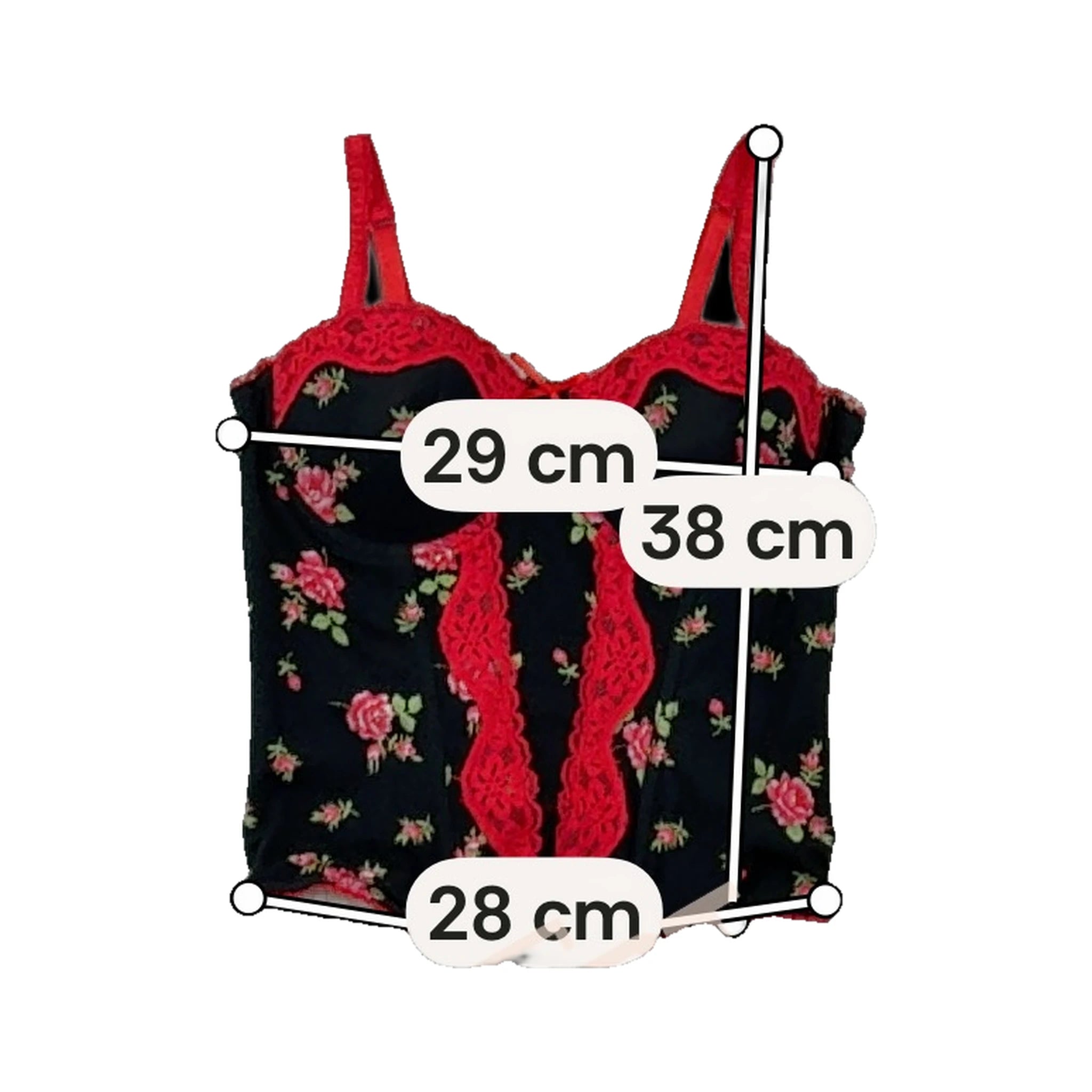 Black Cami Lingerie Top with Roses