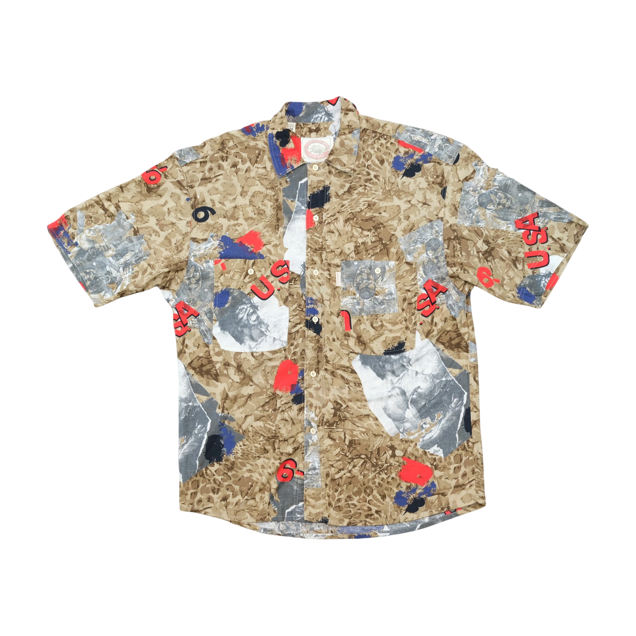 Made in Italy Abstract Collage Print Cotton Shirt