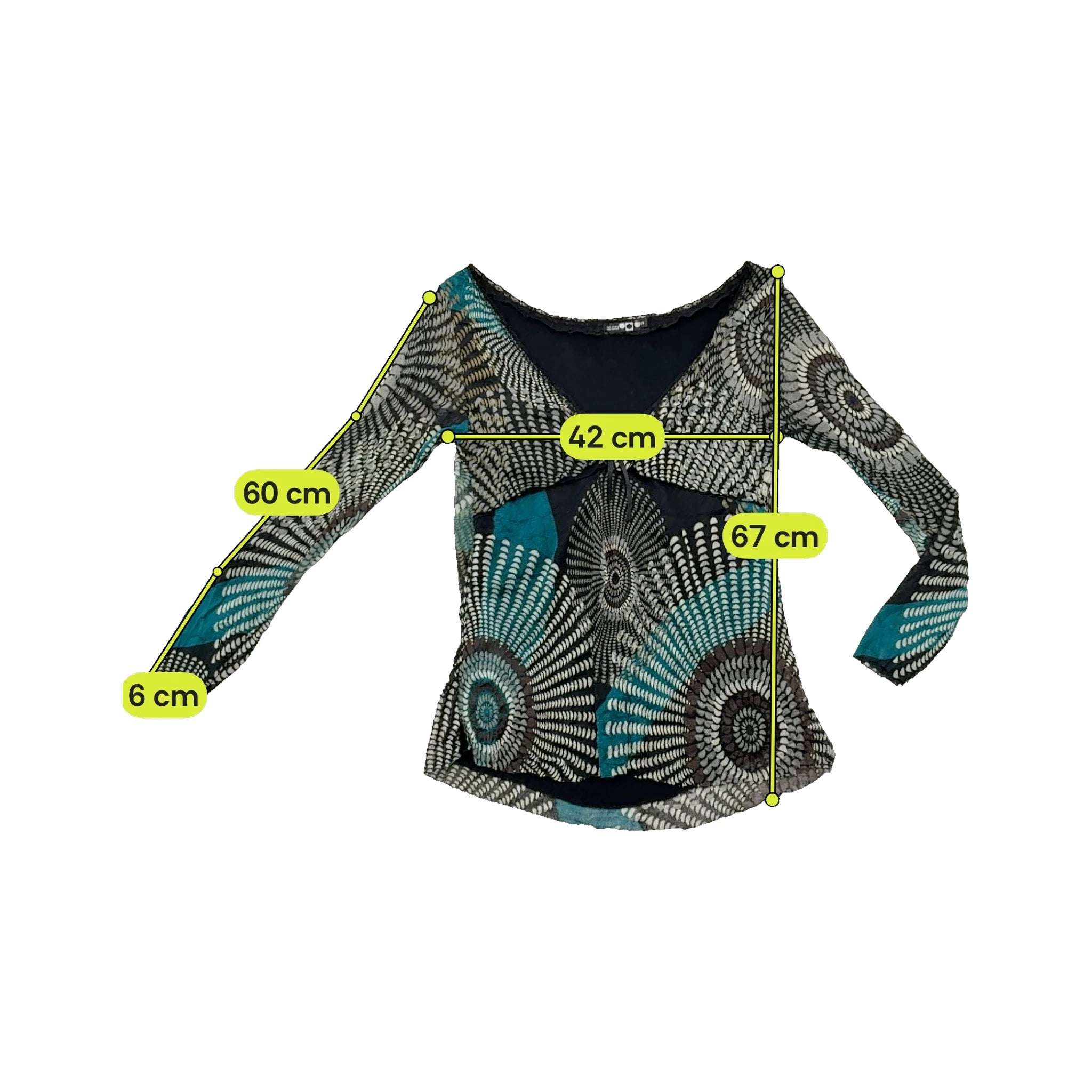 Mezzo Mentali Abstract Swirl Sheer Blouse