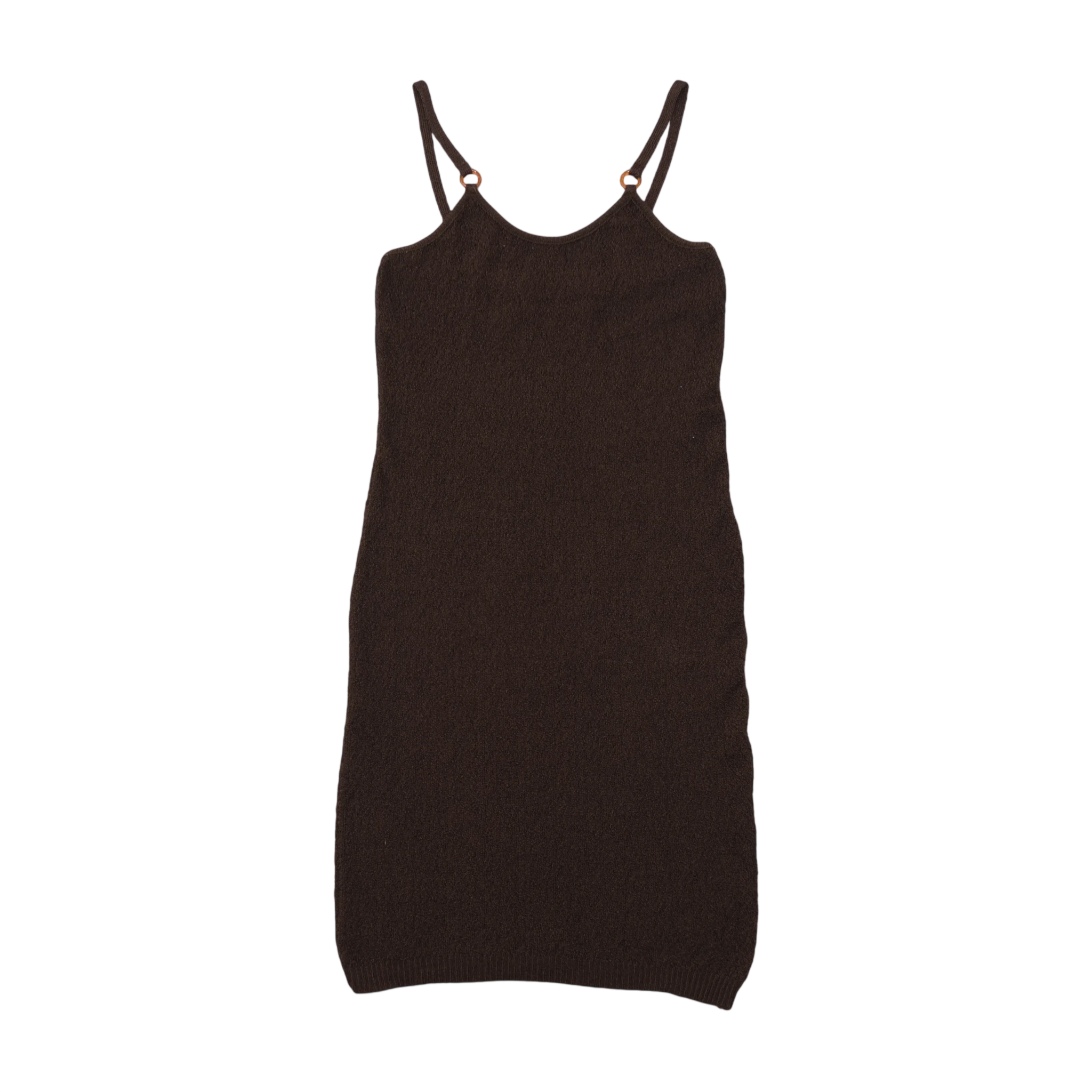 Mini vestido de malha vintage castanho com alças