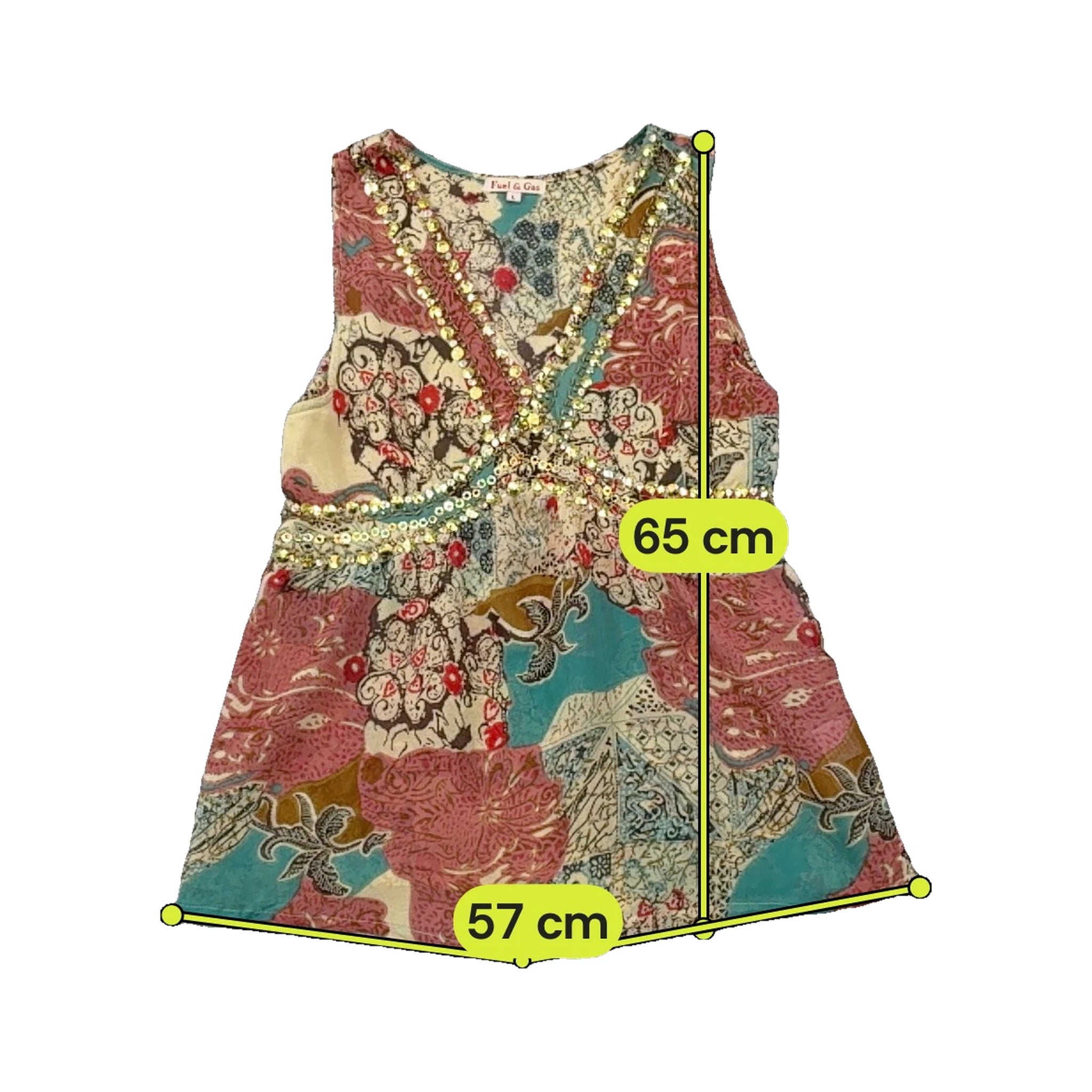 Fuel & Gas Sequined Patchwork Print Tank Top (Repriced)