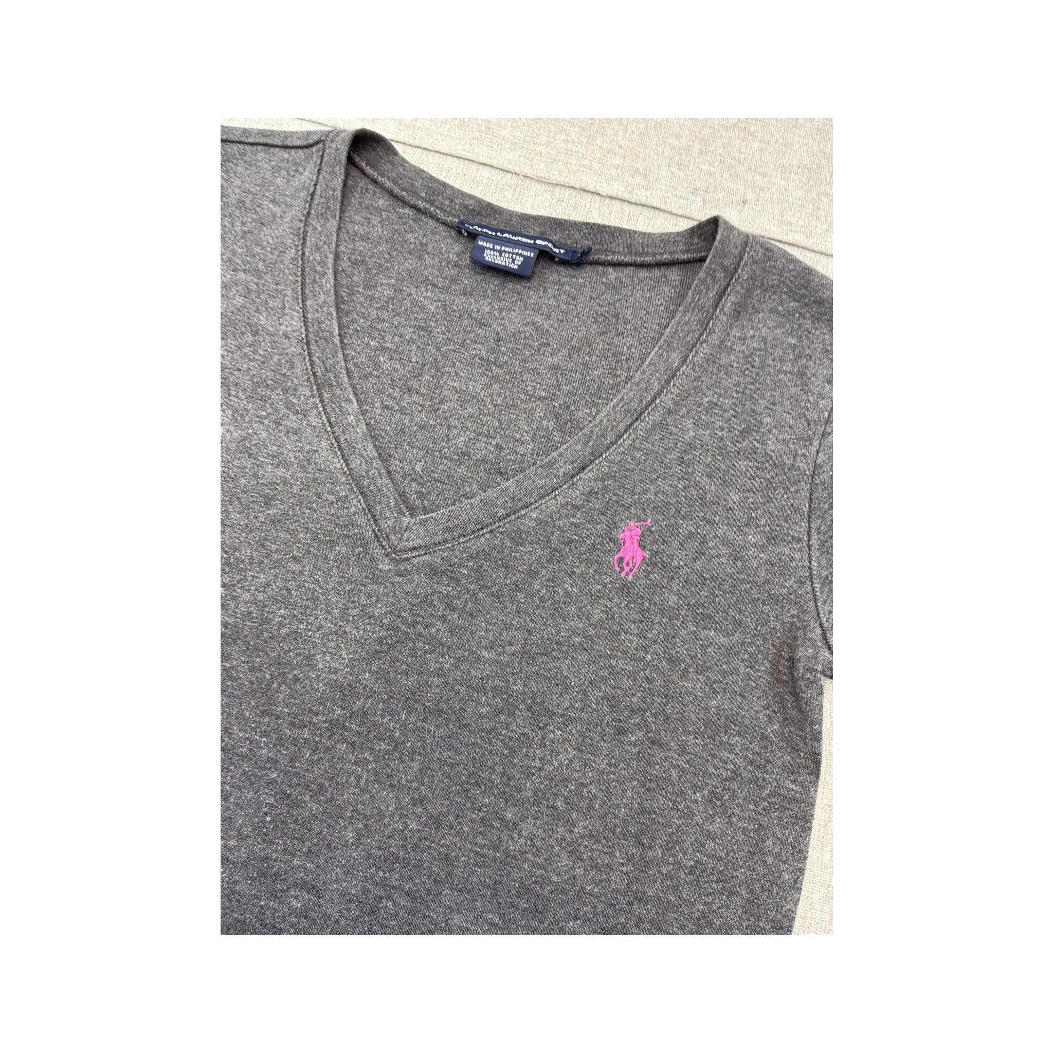Ralph Lauren Sport Gray V-Neck Cotton T-Shirt